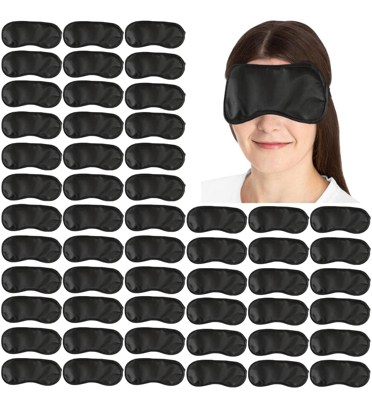 100PCS Adjustable Strap Sleep Masks for Men and Women - Black Eye Shade Cover for Travel and Team Building - Buy Online on GoSupps.com