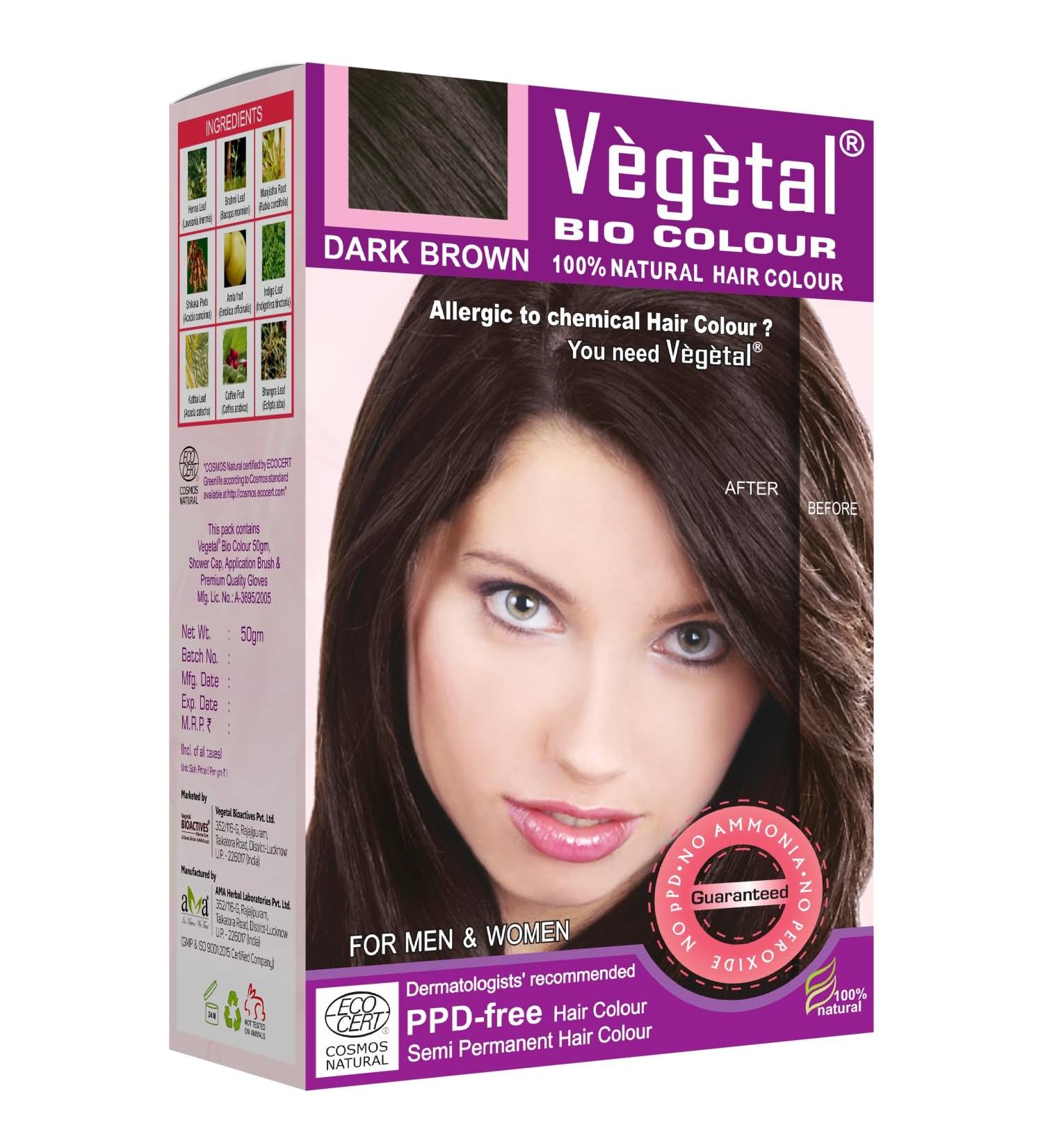 Vegetal Bio Colour - Dark Brown 150g | Natural Hair Dye for International Shipping - Buy Online on GoSupps.com