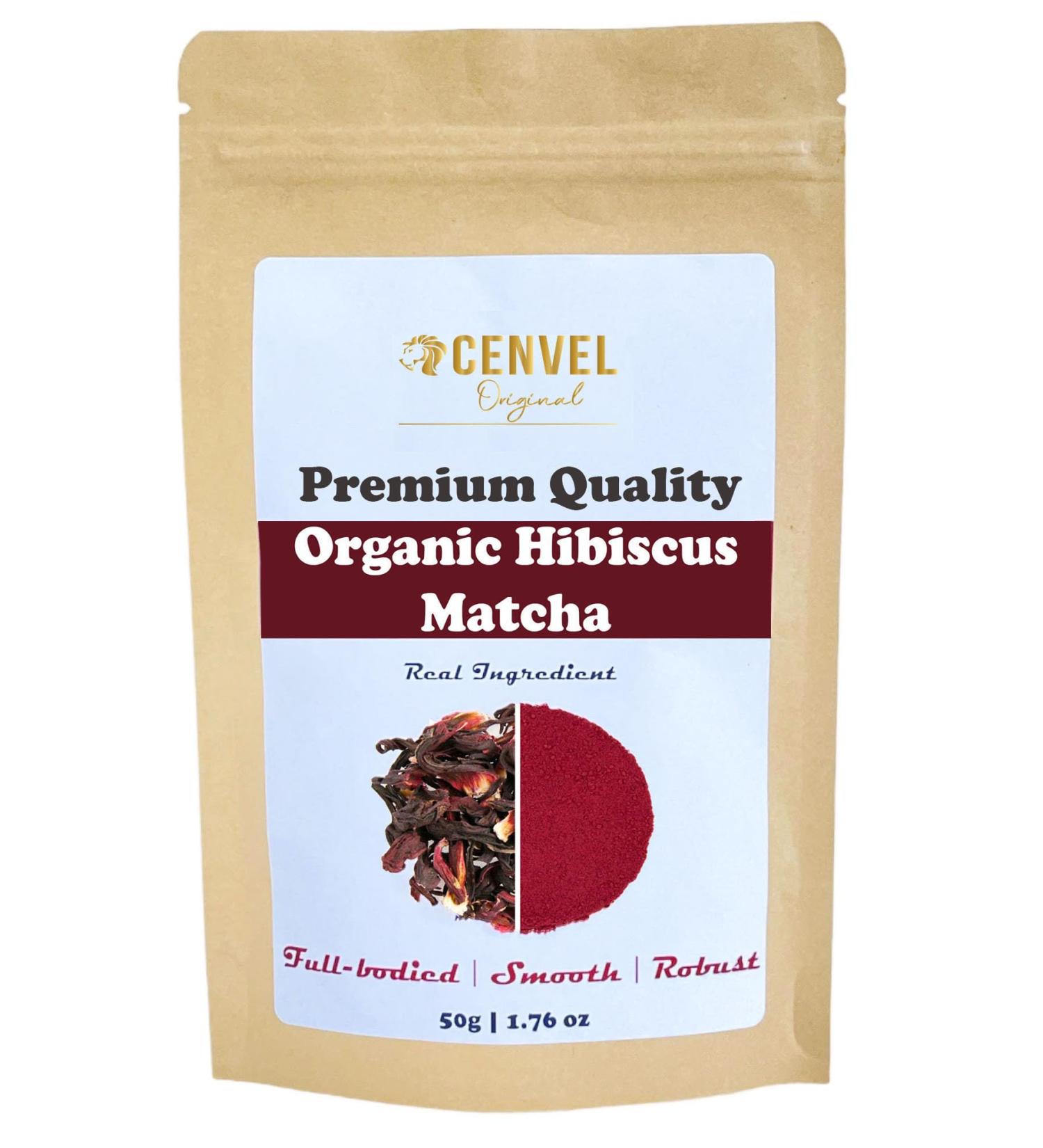 CENVEL Organic Hibscus Matcha Tea | Premium Quality Ingredient | 100% Natural and Pure | Great Detox Treatment | Eco-Friendly packaging | (50g) - Buy Online on GoSupps.com