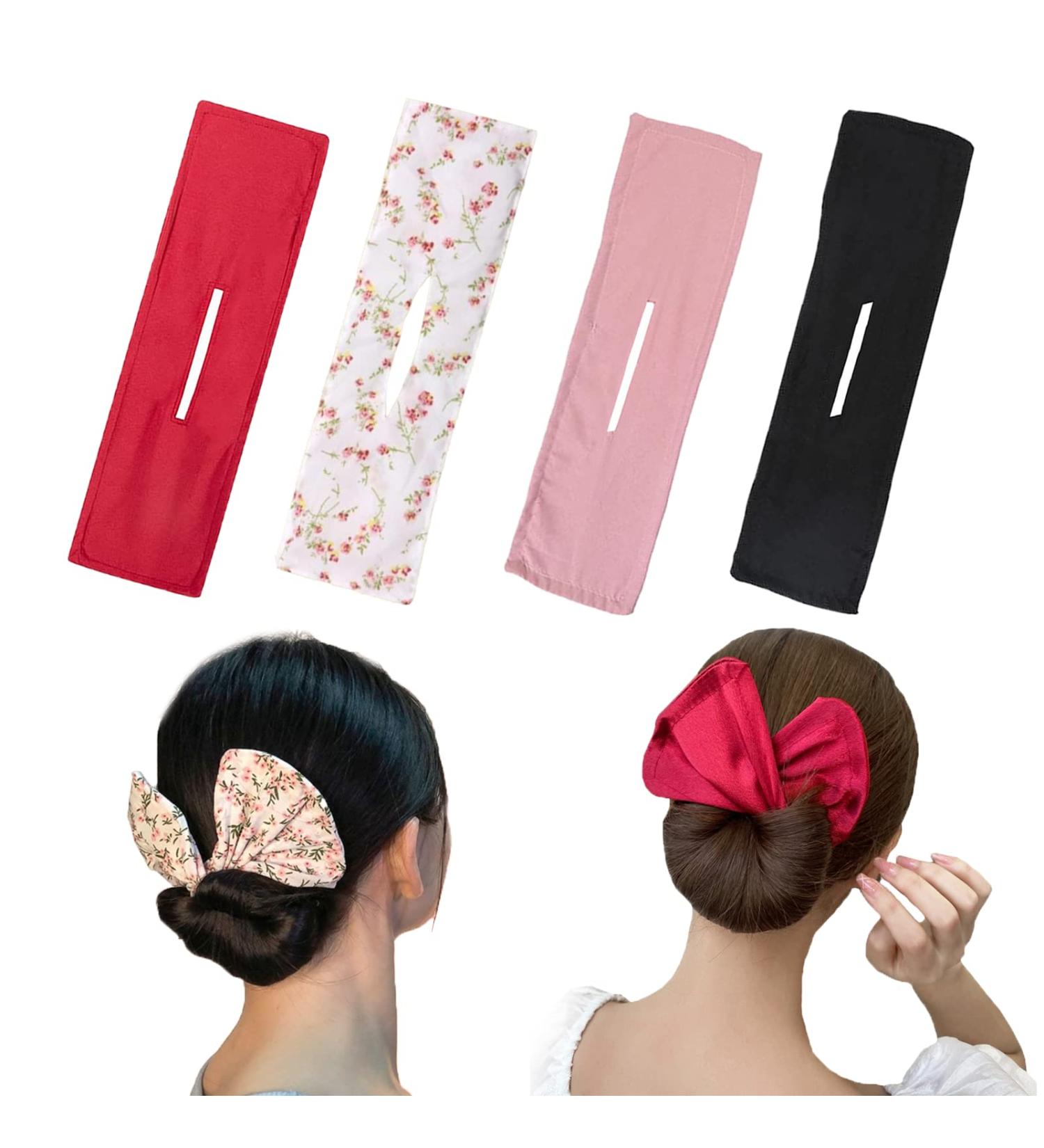 Qazuwa Magic Hair Node - French Twist Bun Maker | 4-Piece Donut Hair Dutt Set for Thick & Long Hair - Available in Red Black Pink White - Buy Online on GoSupps.com