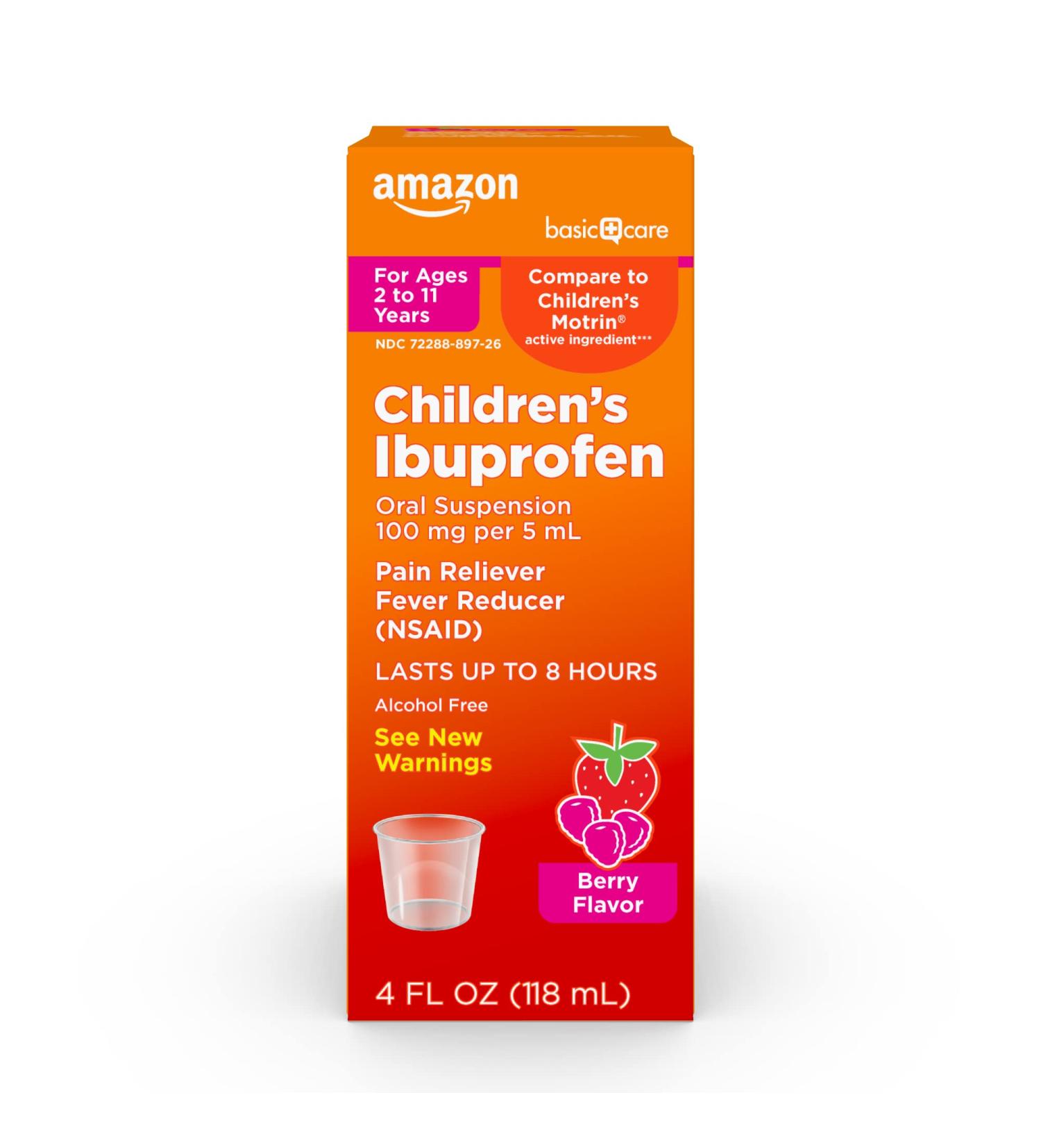 Amazon Basic Care Children's Ibuprofen 100mg Berry - 4 Fl Oz (Pack of 1) - Buy Online on GoSupps.com
