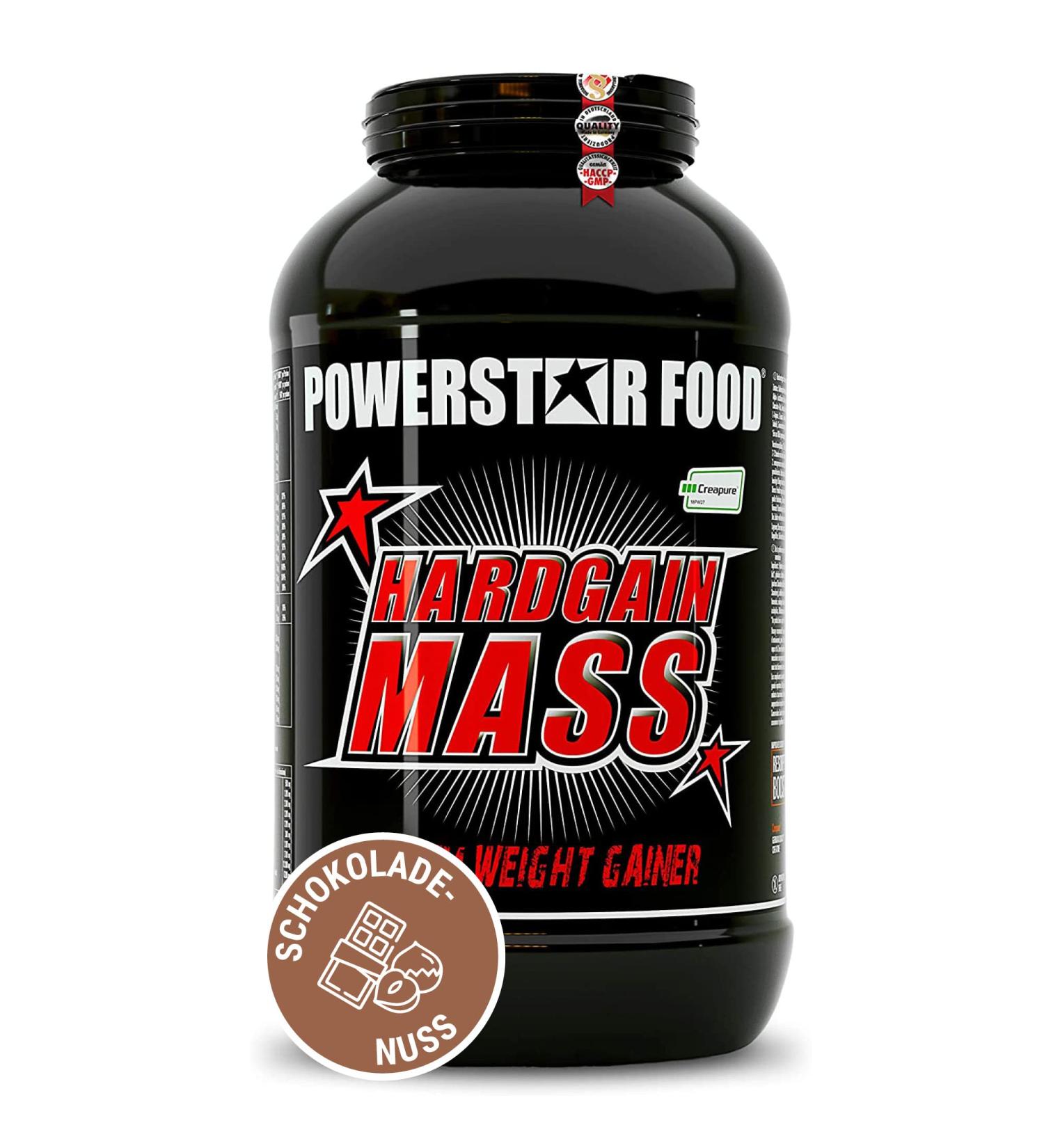 Powerstar Hardgain Mass 3600G | Sugar-Free Weight Gainer with Creatine | Fast Muscle Building & Strength | German Quality | Chocolate-Nut Flavor | 3.6 kg Pack - Buy Online on GoSupps.com