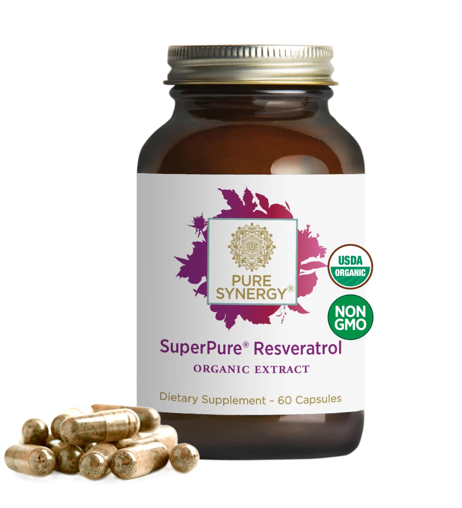 Buy PURE SYNERGY SuperPure Resveratrol Extract | Organic Antioxidant Supplement for Healthy Aging Heart & Skin | 60 Capsules - Buy Online on GoSupps.com