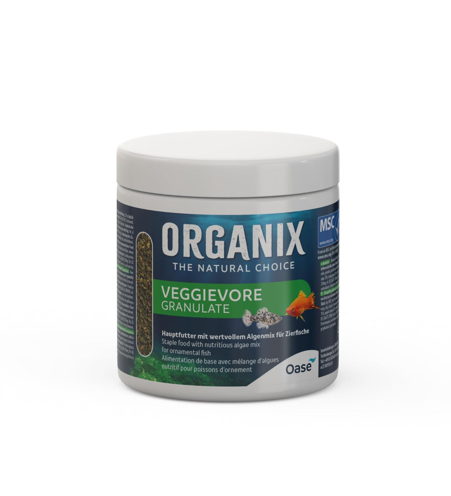 OASE ORGANIX Veggievore Granulat 250 ML - Granular food for aquarium fish, Main food with high algae content