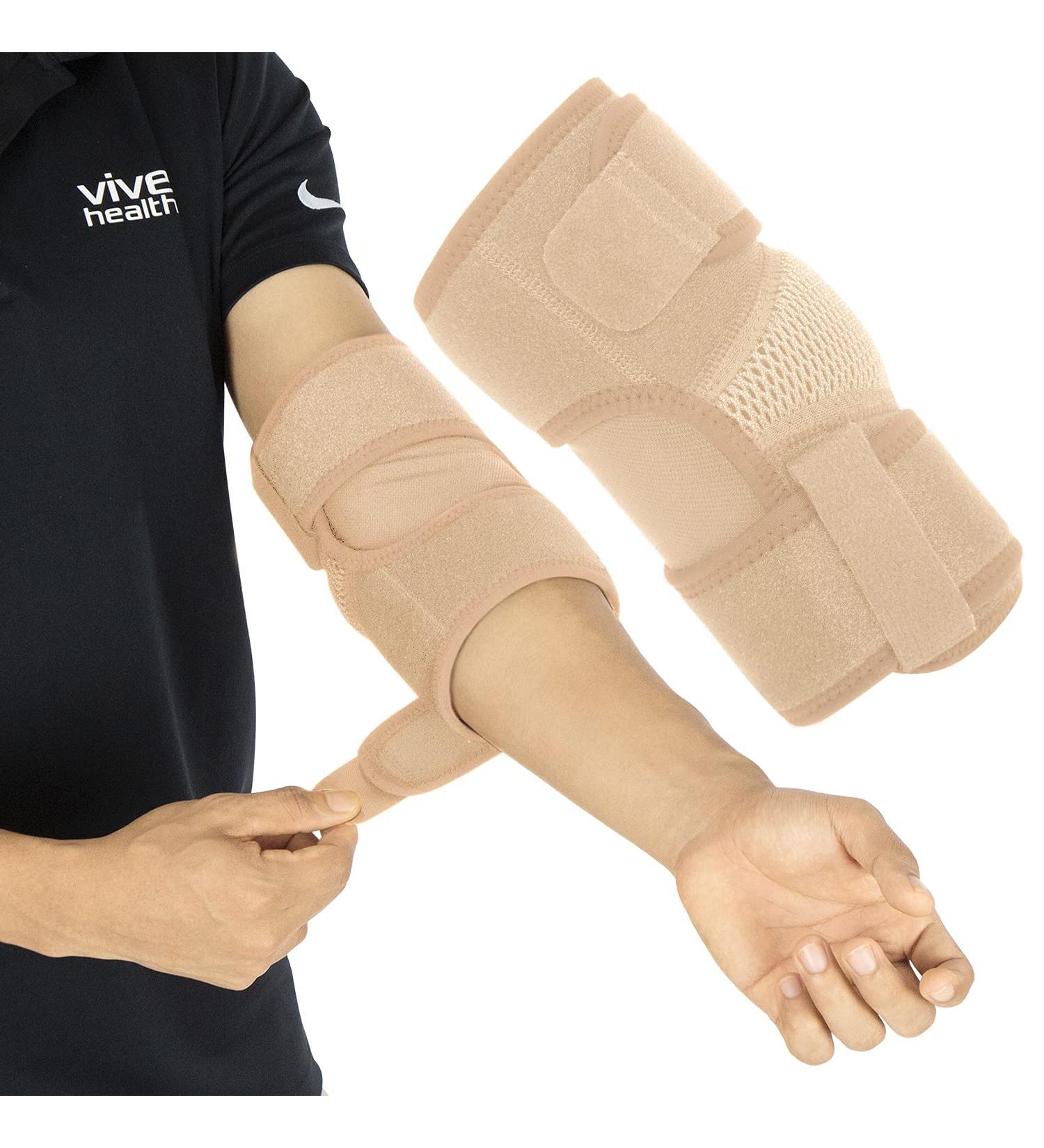 Vive Elbow Brace - Tennis Compression Sleeve for Golfers | Tendonitis Support Strap - Beige Standard - Buy Online on GoSupps.com