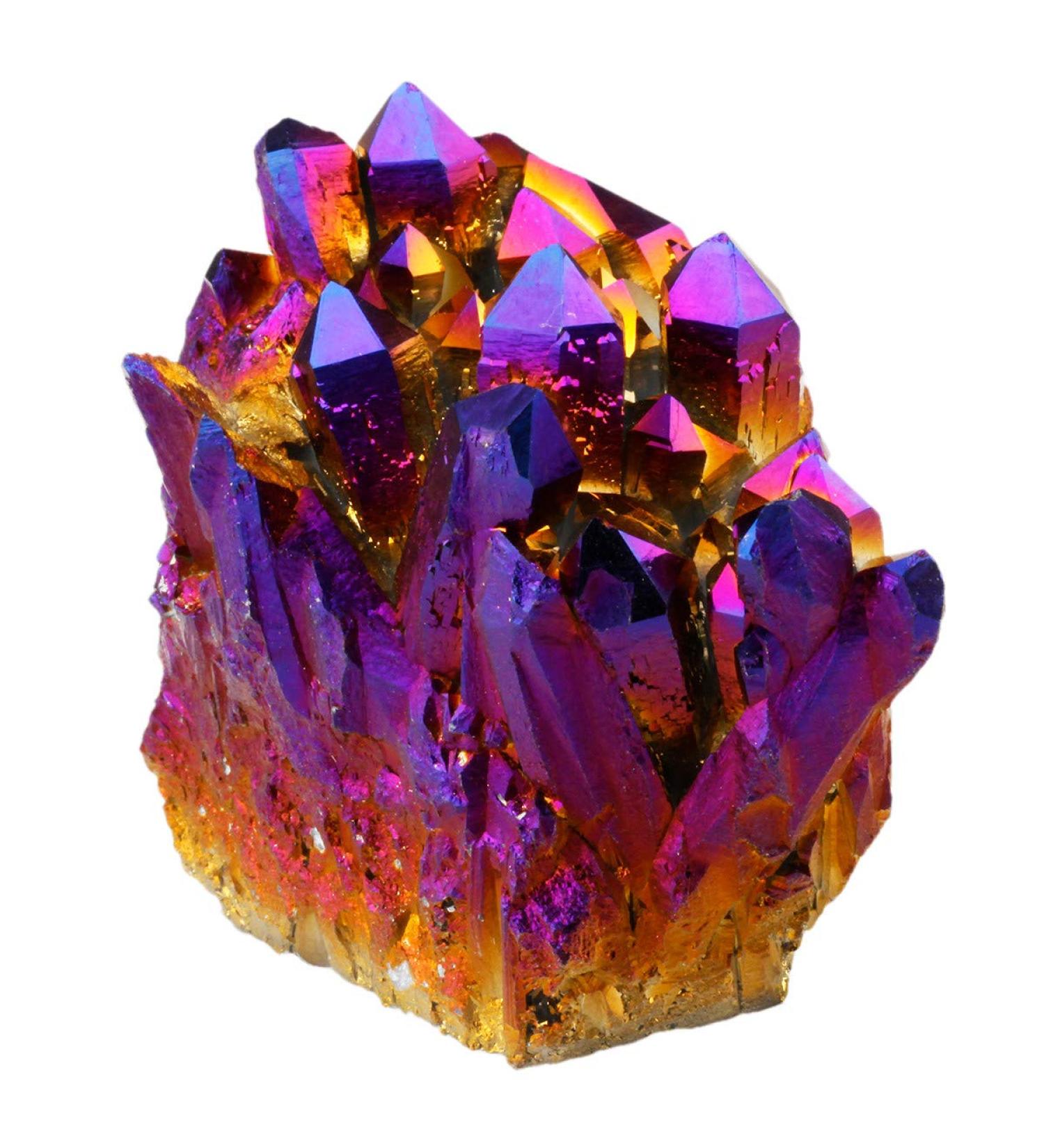 Nupuyai Titanium Coated Bergkristall Druse - Irregular Quartz Geode Crystal Cluster for Reiki & Feng Shui Decoration | Violet Gemstone - Buy Online on GoSupps.com
