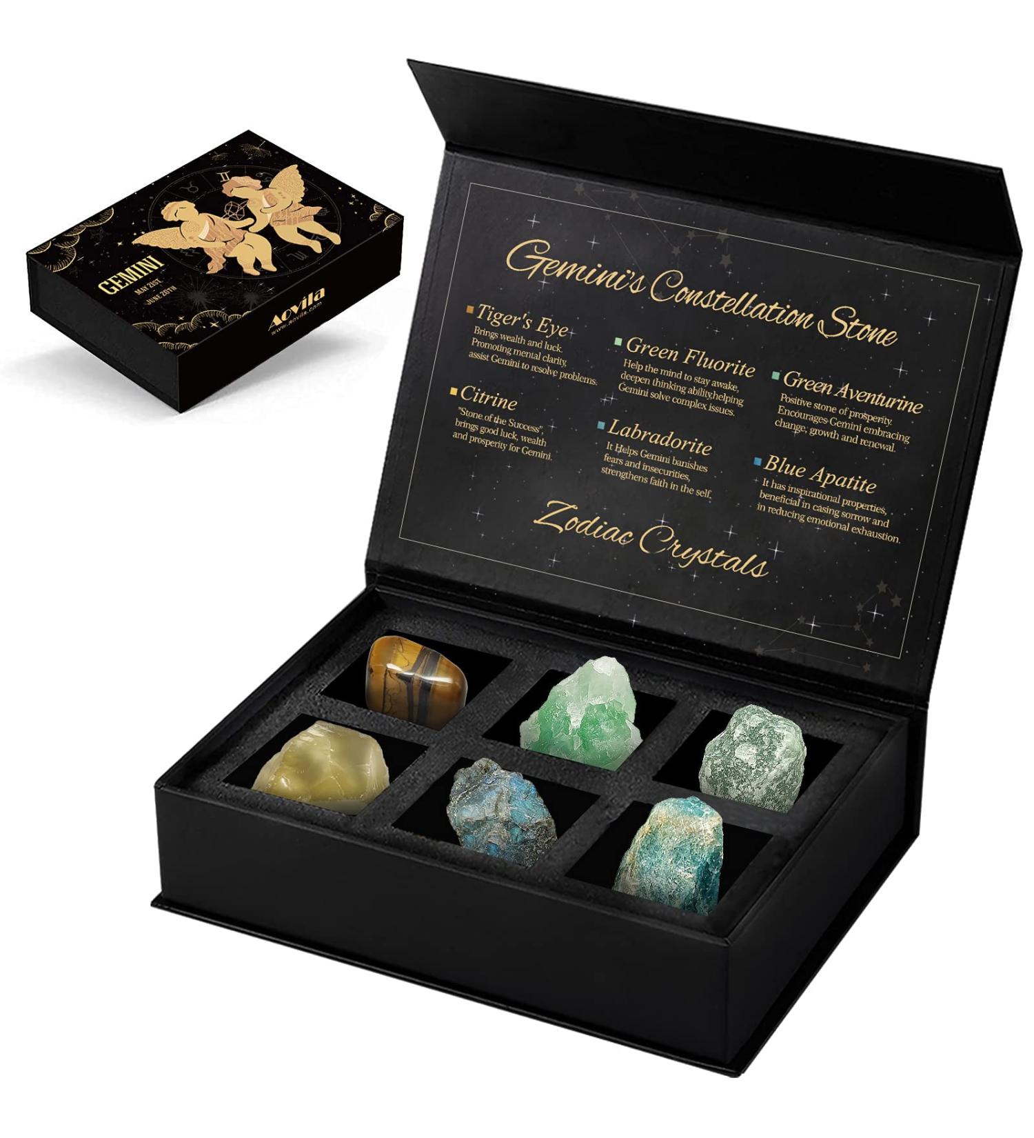 Buy Aovila Twins Crystals - Zodiac Sign Birth Stones & Horoscope Box Set | Medicinal Crystals for Astrology Enthusiasts - Buy Online on GoSupps.com