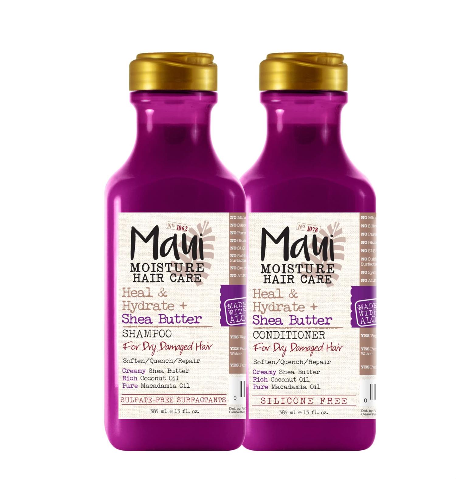 Maui Moisture Heal & Hydrate Shea Butter Shampoo & Conditioner - Vegan, Silicone, Paraben, Sulfate-Free - 13 Fl Oz - Buy Online on GoSupps.com