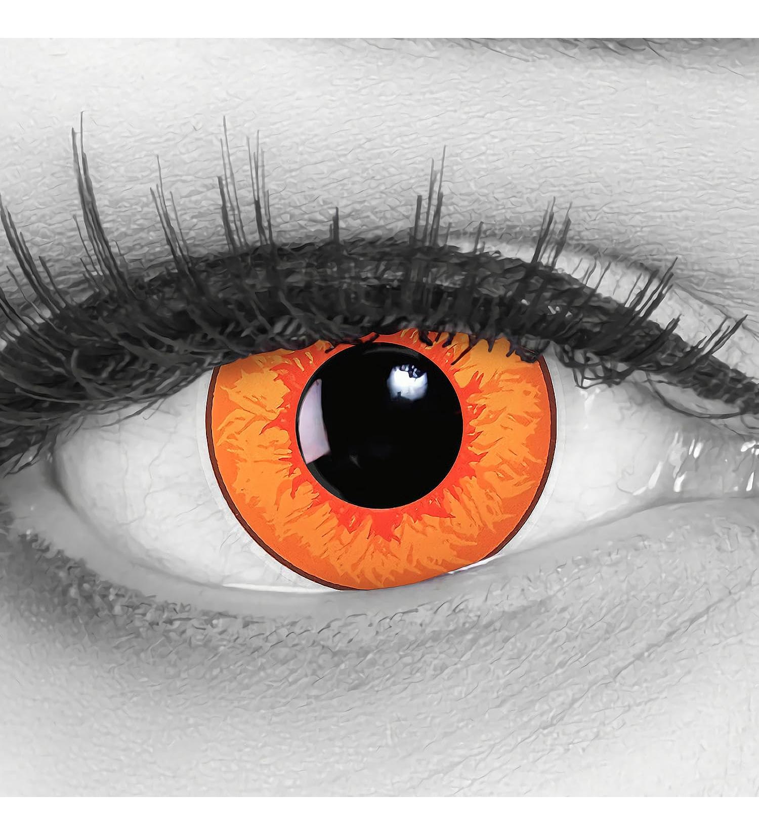 Meralens Orange Contact Lenses - Overwatch Tracer Circle Lenses for Halloween Mardi Gras & Cosplay | 1 Pair Opaque Includes Free Lens Case - Buy Online on GoSupps.com