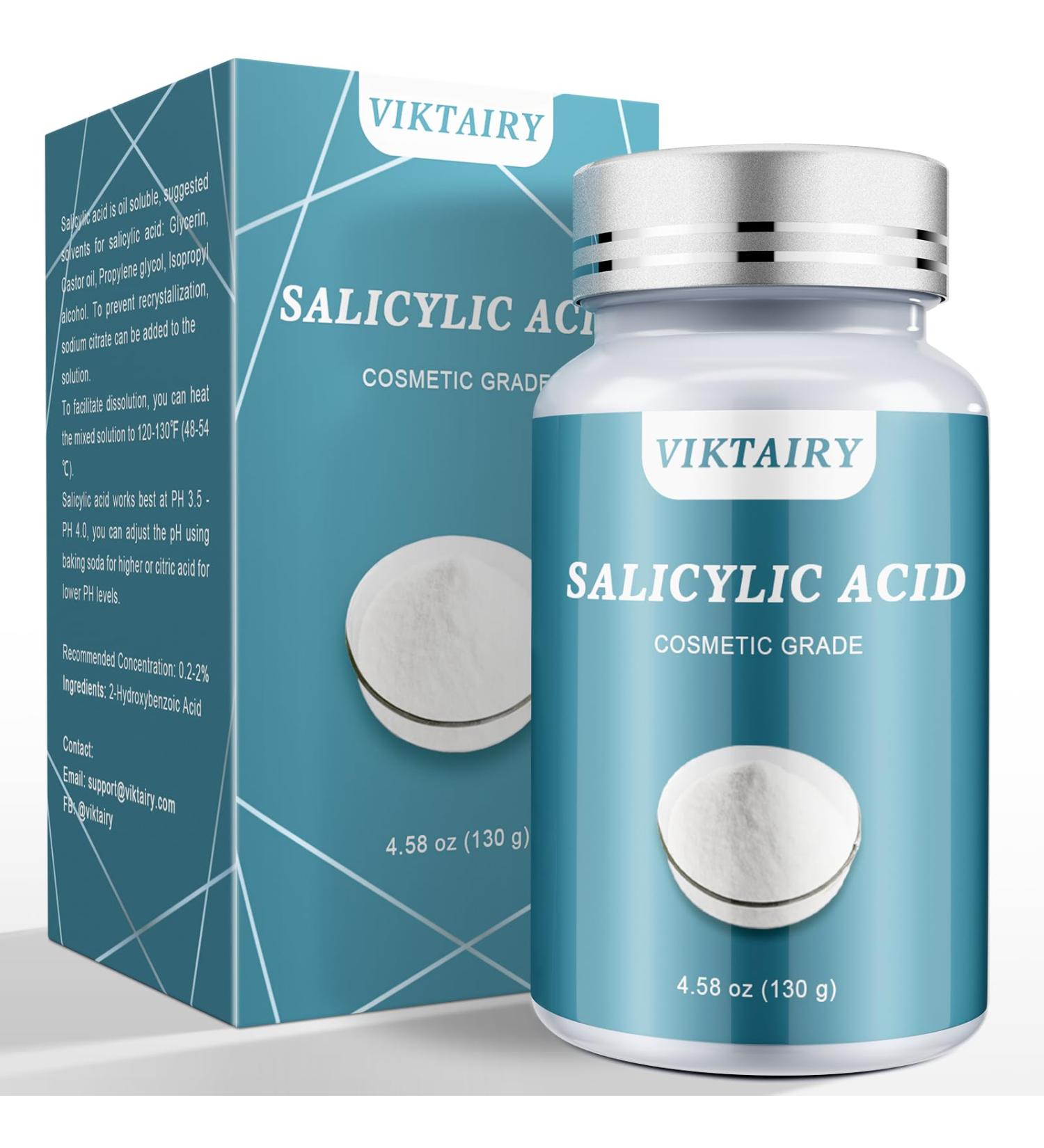 Salicylic Acid Powder 4.58 oz - Ultra Pure Cosmetic Grade No Additives | BHA Exfoliant for DIY Cleanser Toner Shampoo & Lotion - International Shipping Available - Buy Online on GoSupps.com