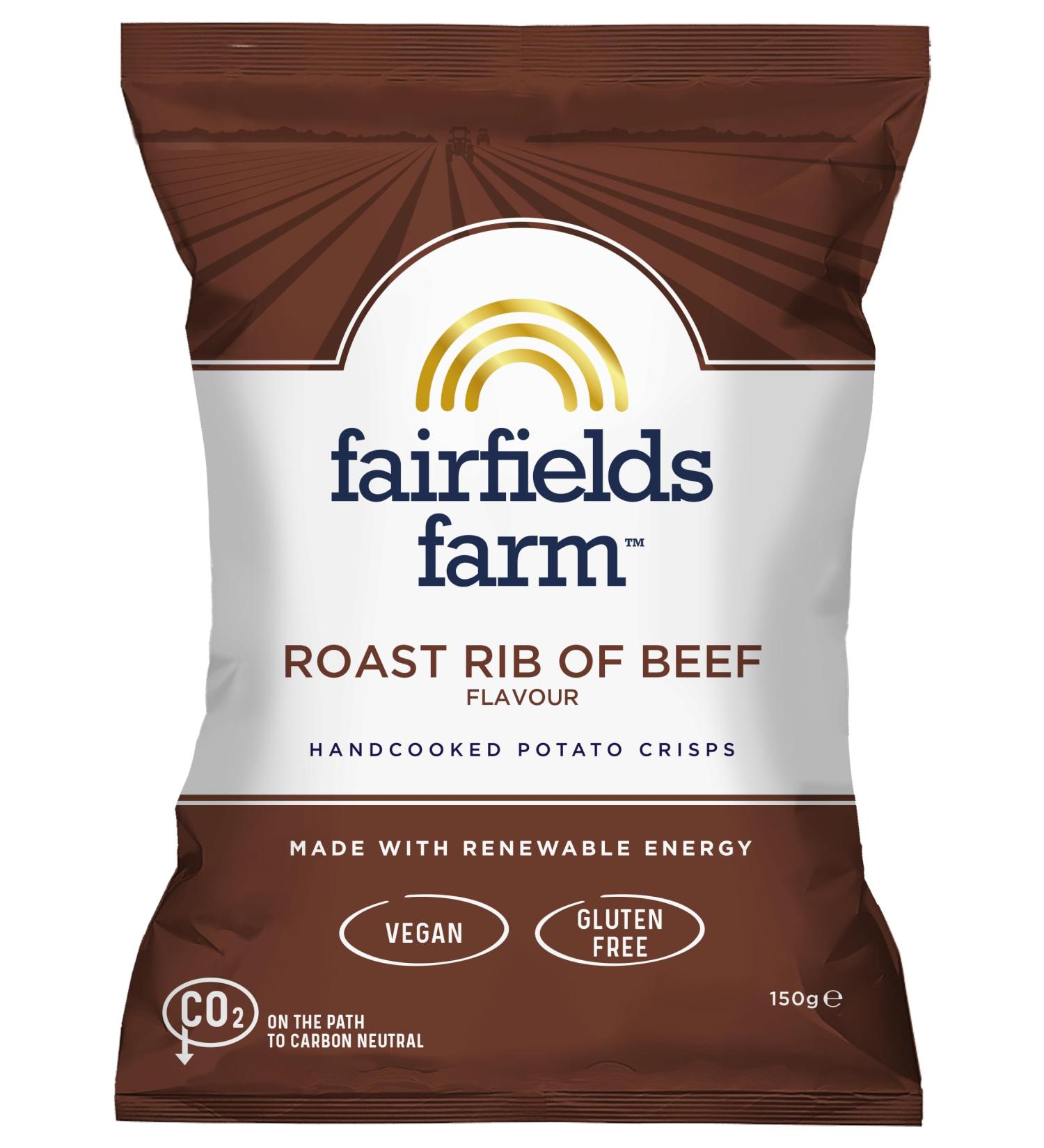 Fairfields Farm Crisps - Roast Rib of Beef Flavour Hand Cooked Potato Crisps 150g | Pack of 10