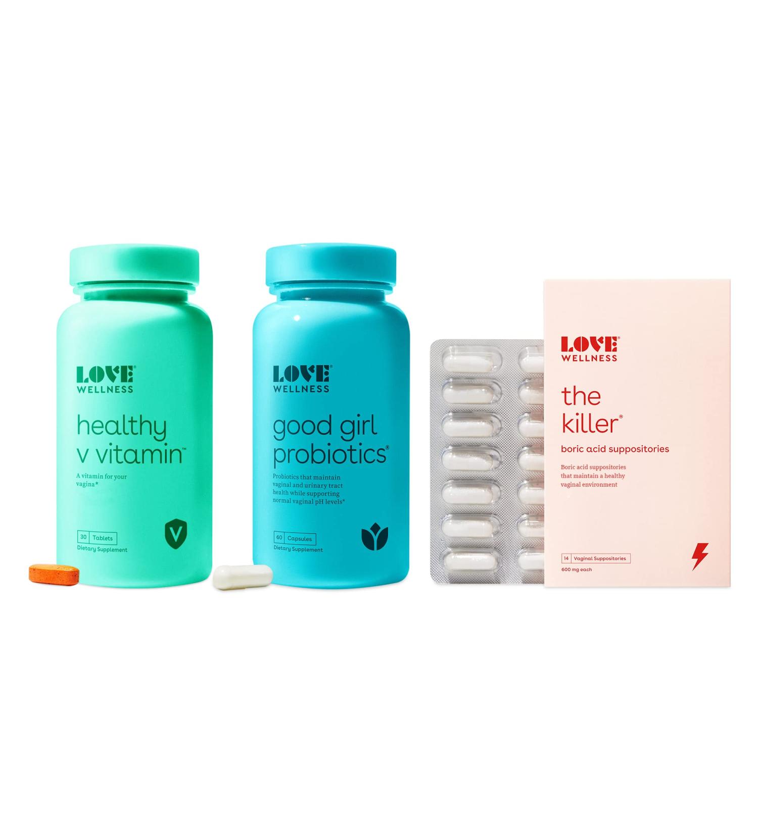 Love Wellness Triple Threat Suppository Kit - Probiotics & Vitamins for Vaginal Health | Balance Yeast Odor & pH - Fast-Acting Relief - Buy Online on GoSupps.com