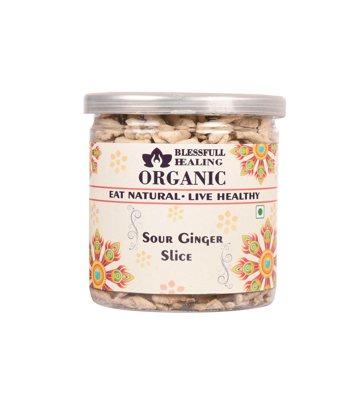 Blessfull Healing Organic Sour Ginger Slice 250 Gram Airtight Container (Packing May Vary)