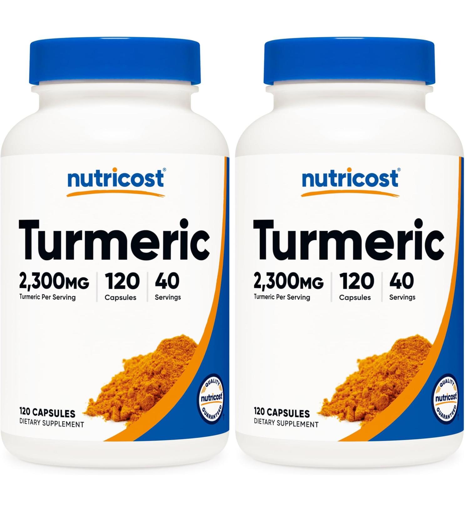 Nutricost Turmeric Curcumin with BioPerine and 95% Curcuminoids 2300mg Veggie Capsules 767mg Per Cap 40 Servings Gluten Free Non-GMO 120 Capsules (Pack of 2) - Buy Online on GoSupps.com