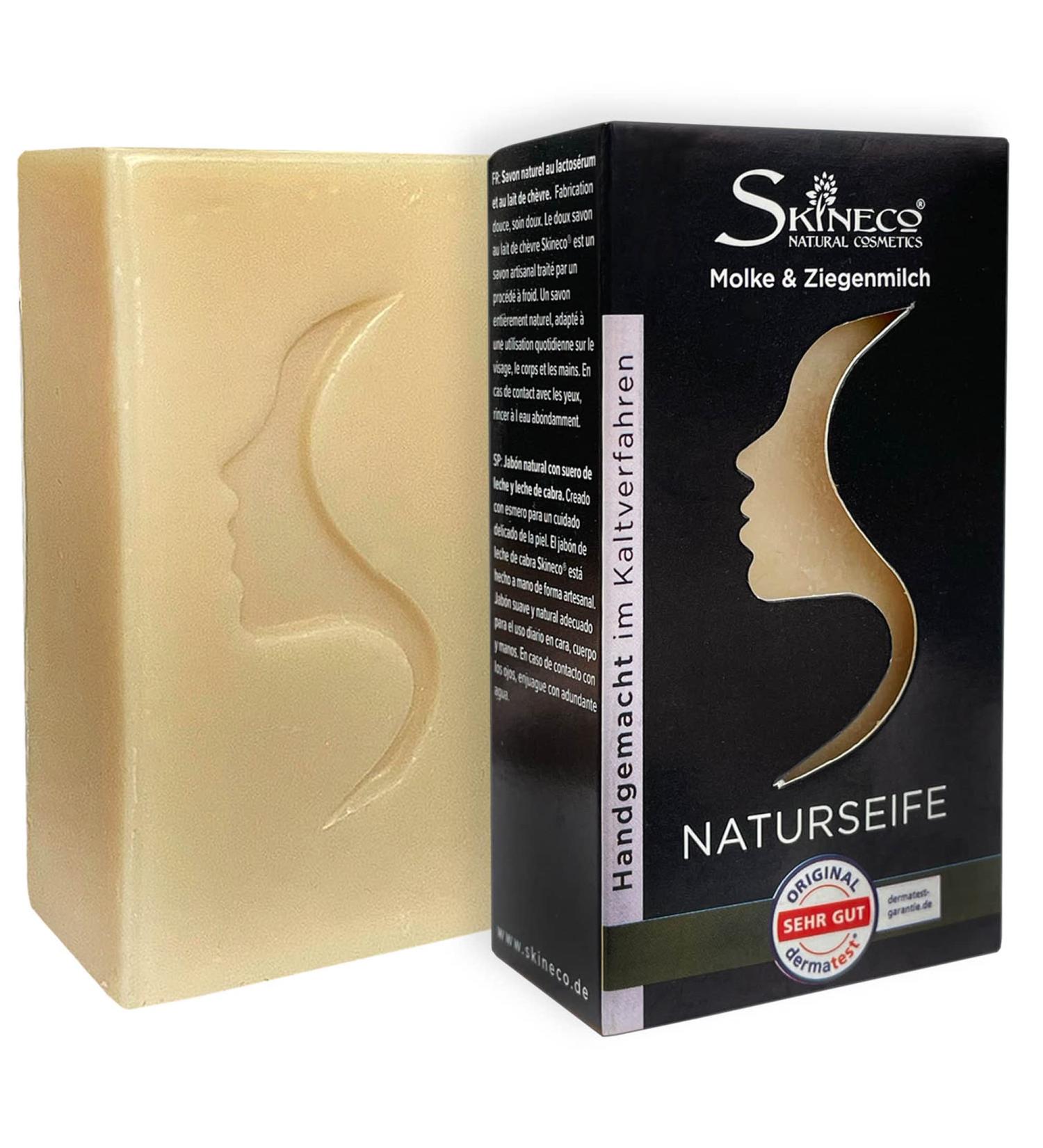  Skineco Natural soap - Sustainable goat's milk soap with fleece - Soap for dry sensitive skin - Handmade natural cosmetics - Facial cleanser - Gentle shower gel - Buy Online on GoSupps.com