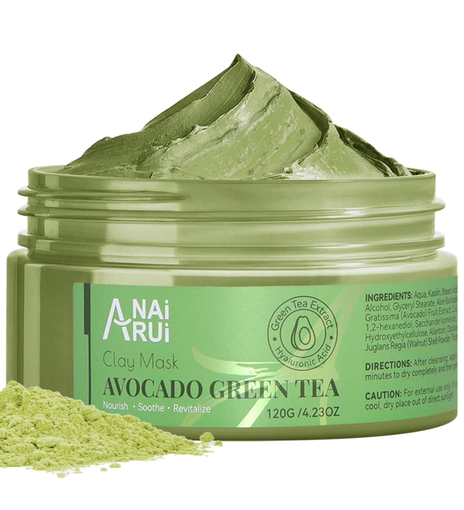 ANAI RUI Green Tea Face Mask with Avocado Clay - 120g / 4.23 oz | Acne Detox, Deep Cleanse, Hydrating, Nourishing & Soothing Skin Care - Buy Online on GoSupps.com