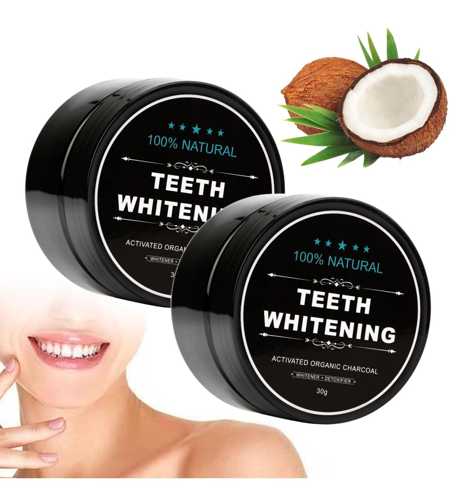 Omlalayi Teeth Whitening Powder - 2er-Pack Activated Charcoal for Stain Removal & Fresh Breath | Natural Tooth Cleaning Solution - Buy Online on GoSupps.com