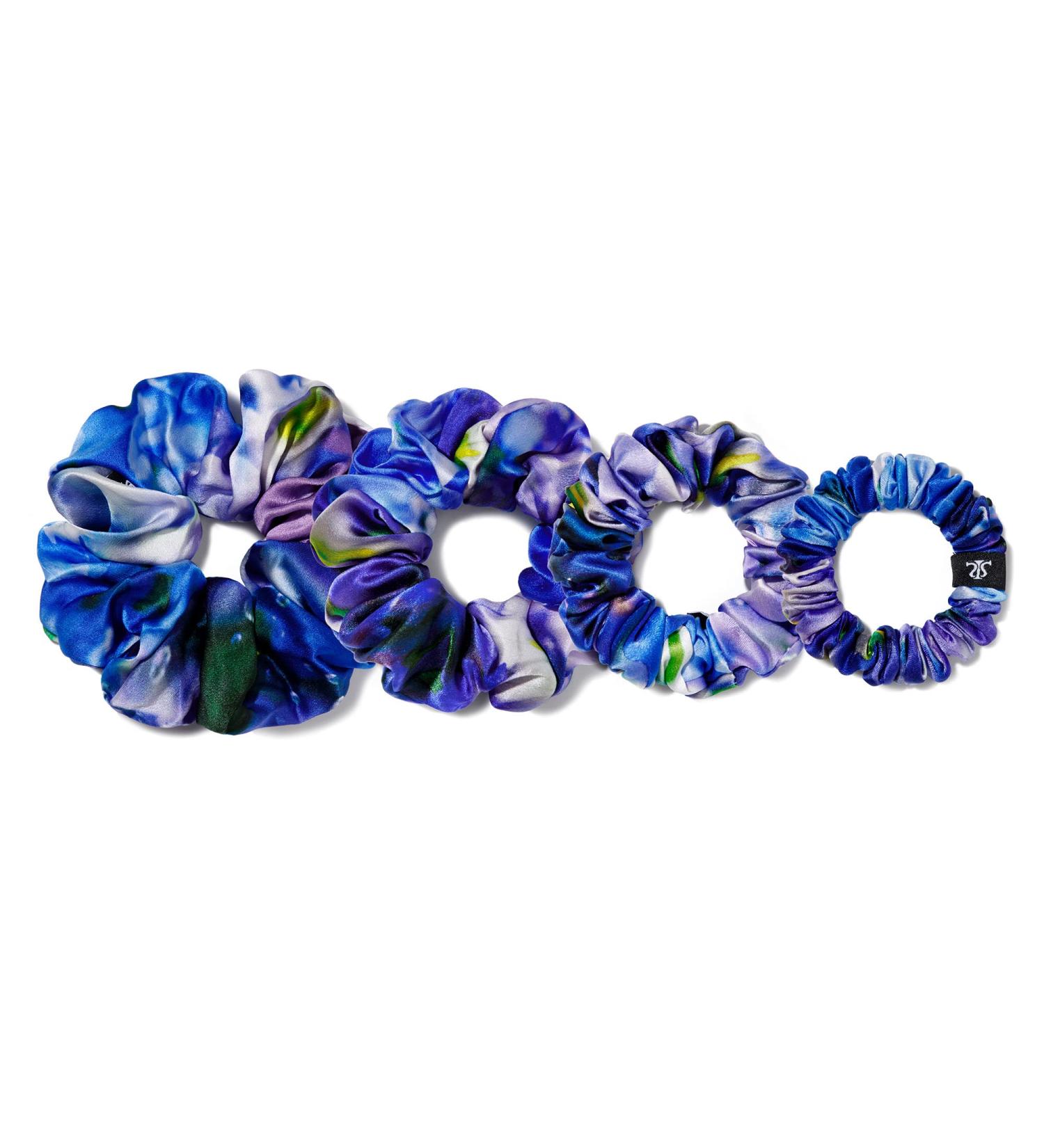 LILYSILK X Mika Ninagawa 4 Pack Silk Hair Scrunchies Set - Floral Ponytail Holders for Women | Prevent Frizz & Breakage | Elastic Hair Ties Lisianthus Hydrangea - Buy Online on GoSupps.com