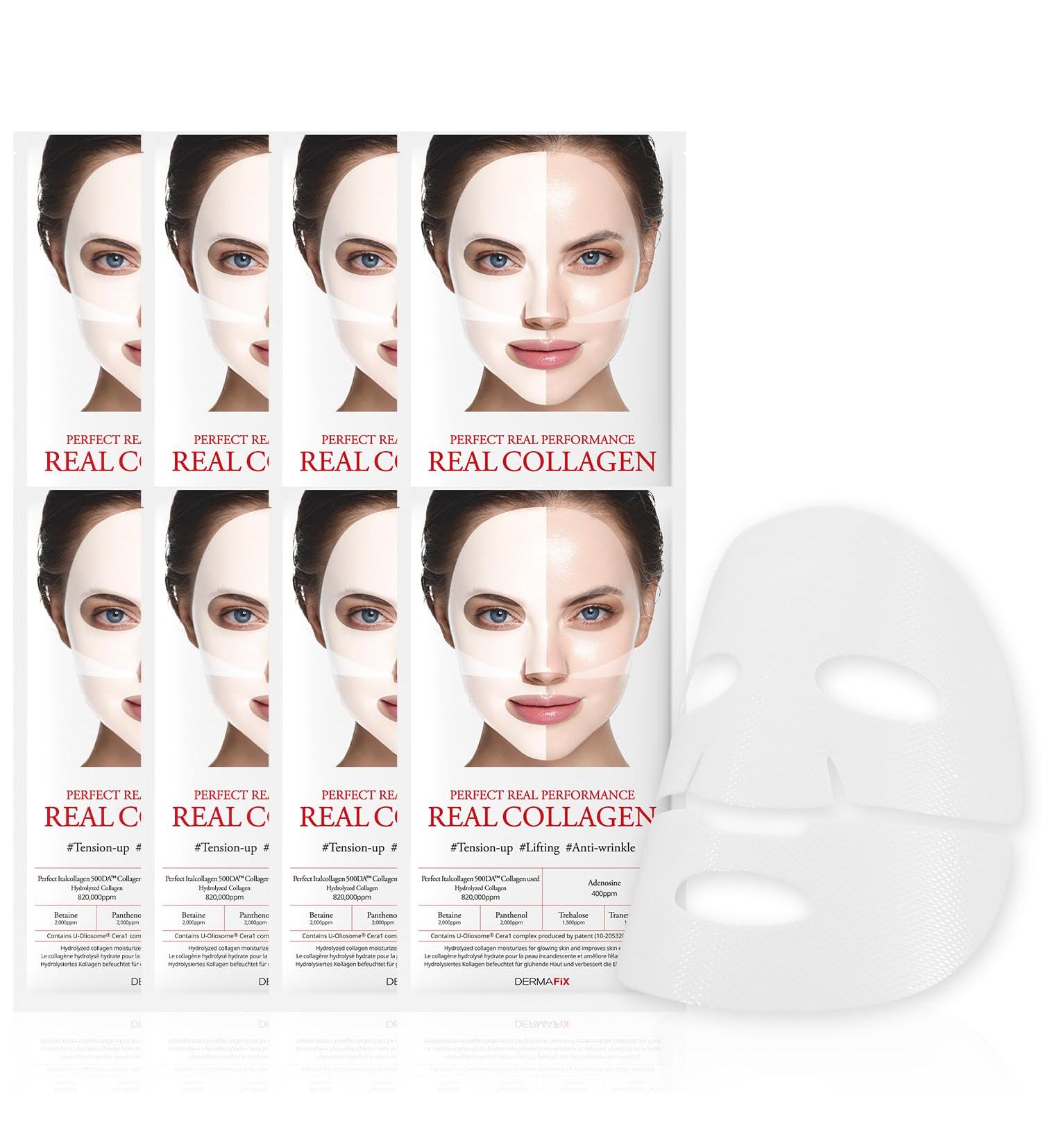 REALCOLLAGEN Hydrolyzed Collagen Face Masks - Lifting & Pore Minimizing - 8 Pack (23g Each) for Youthful Skin - Buy Online on GoSupps.com