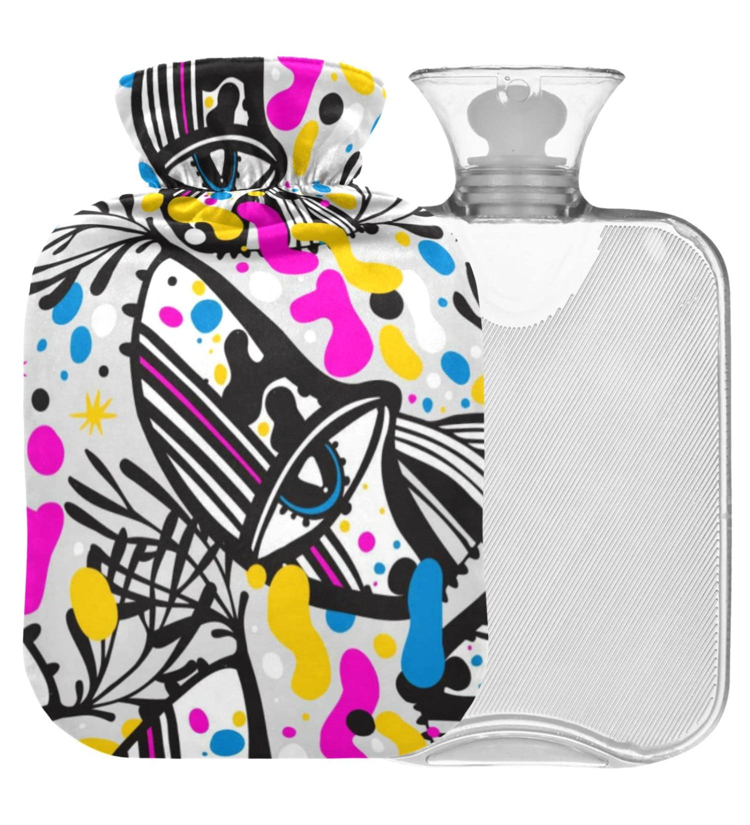 NAANLE 1L Ethnic Tribal Hot Water Bottle - Transparent Design for Pain Relief & Heat Therapy - Perfect for Back Neck Hands & Feet - Buy Online on GoSupps.com