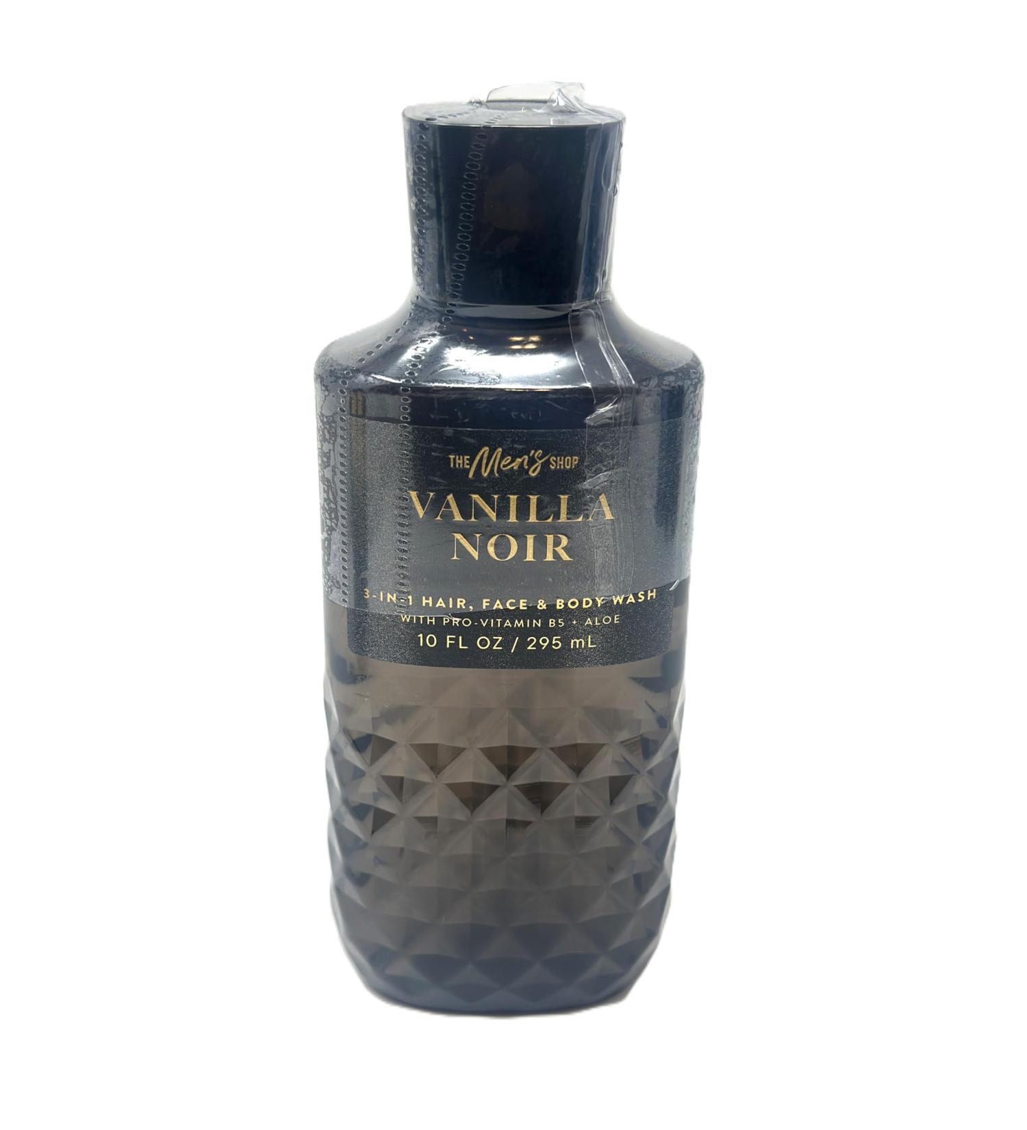 Bath and body VANILLA NOIR 3-in-1 Hair Face & Body Wash for mens Fragrance notes: rich vanilla bergamot spice and patchouli musk.