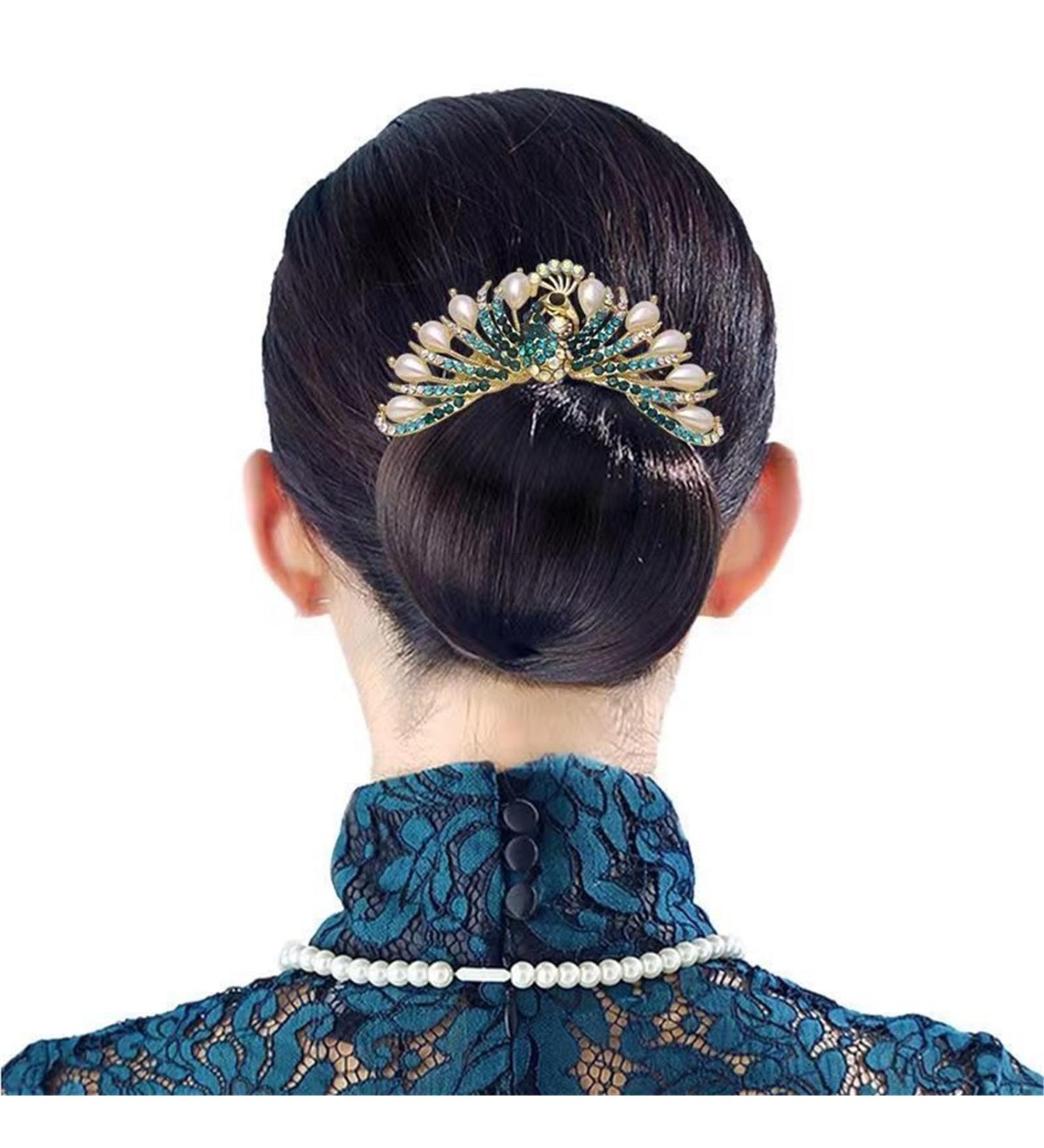 Bridal Wedding Hair Comb Rhinestone Plug Comb Hairpin Hair Simple Bridal Headdress for Women and Girls 8.5x9cm Green - Buy Online on GoSupps.com