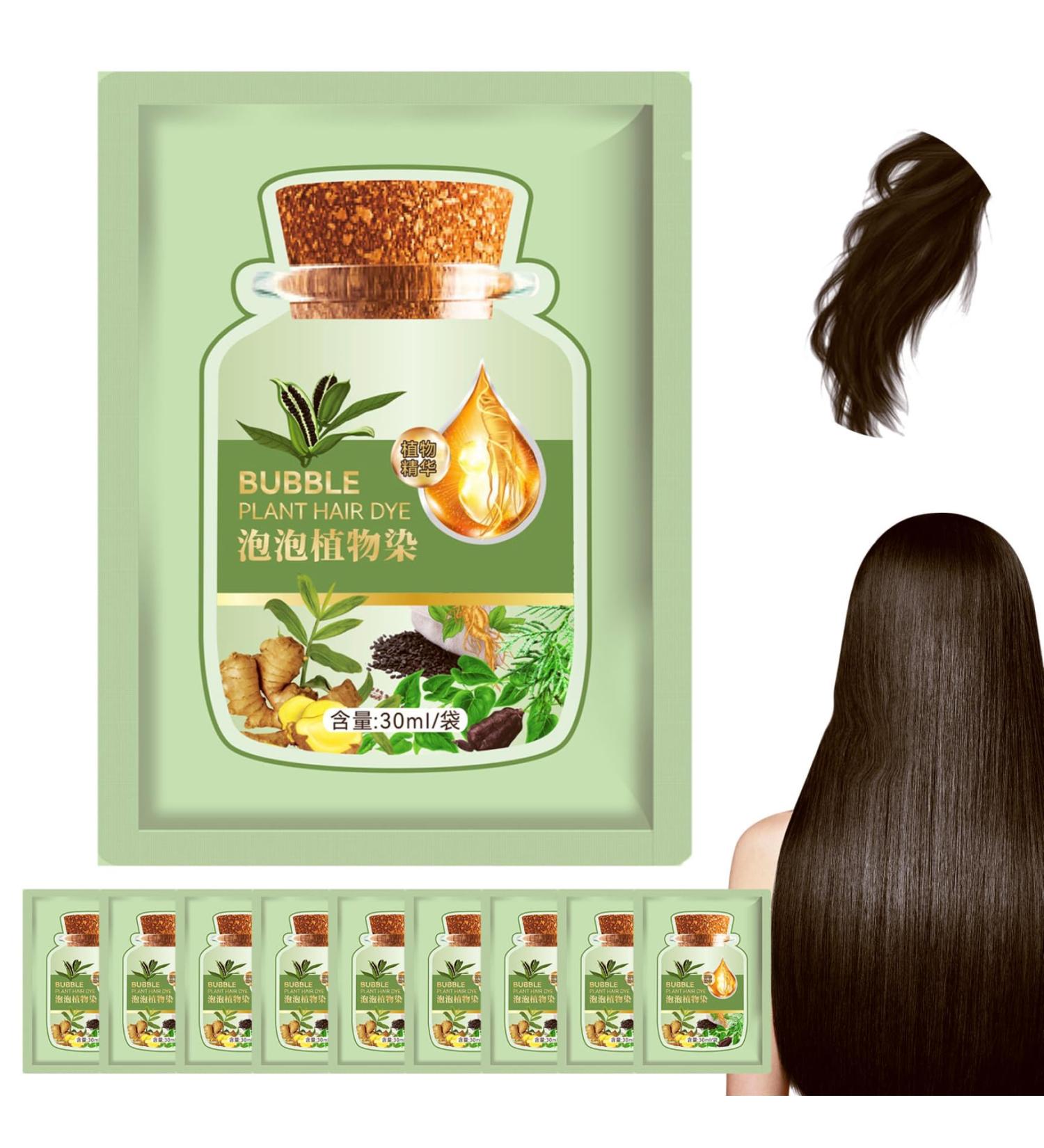 10 PCS Natural Coffee Hair Dye - Long-lasting Plant Extract Bubble Shampoo for Gray Hair | Home Salon Use - Buy Online on GoSupps.com