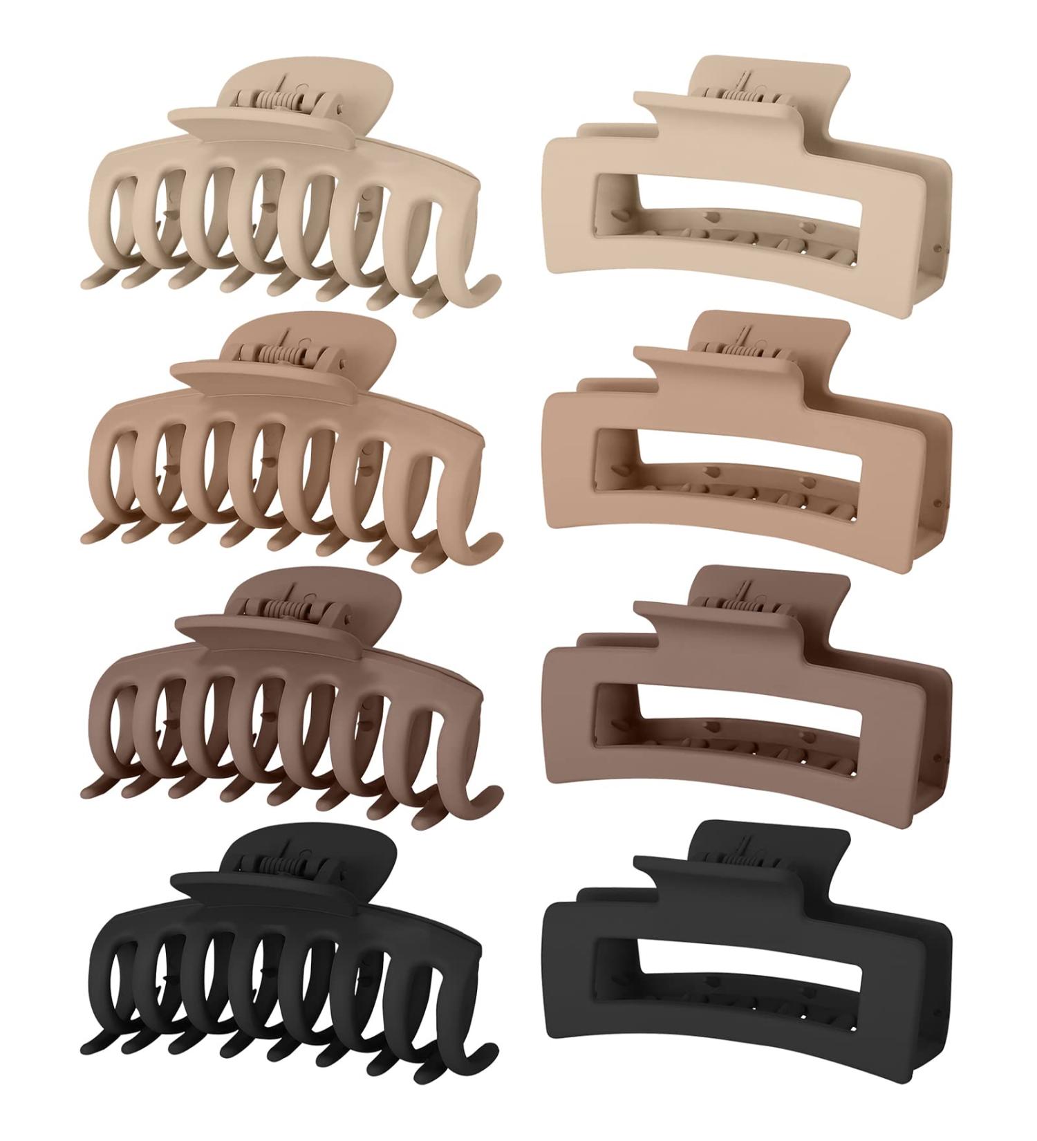 Shop Lolalet 8-Piece Large Hair Clips | Slipproof 8cm Jaw Clips for Thick Hair | Stylish Hair Accessories for Women & Girls - Pattern E - Buy Online on GoSupps.com