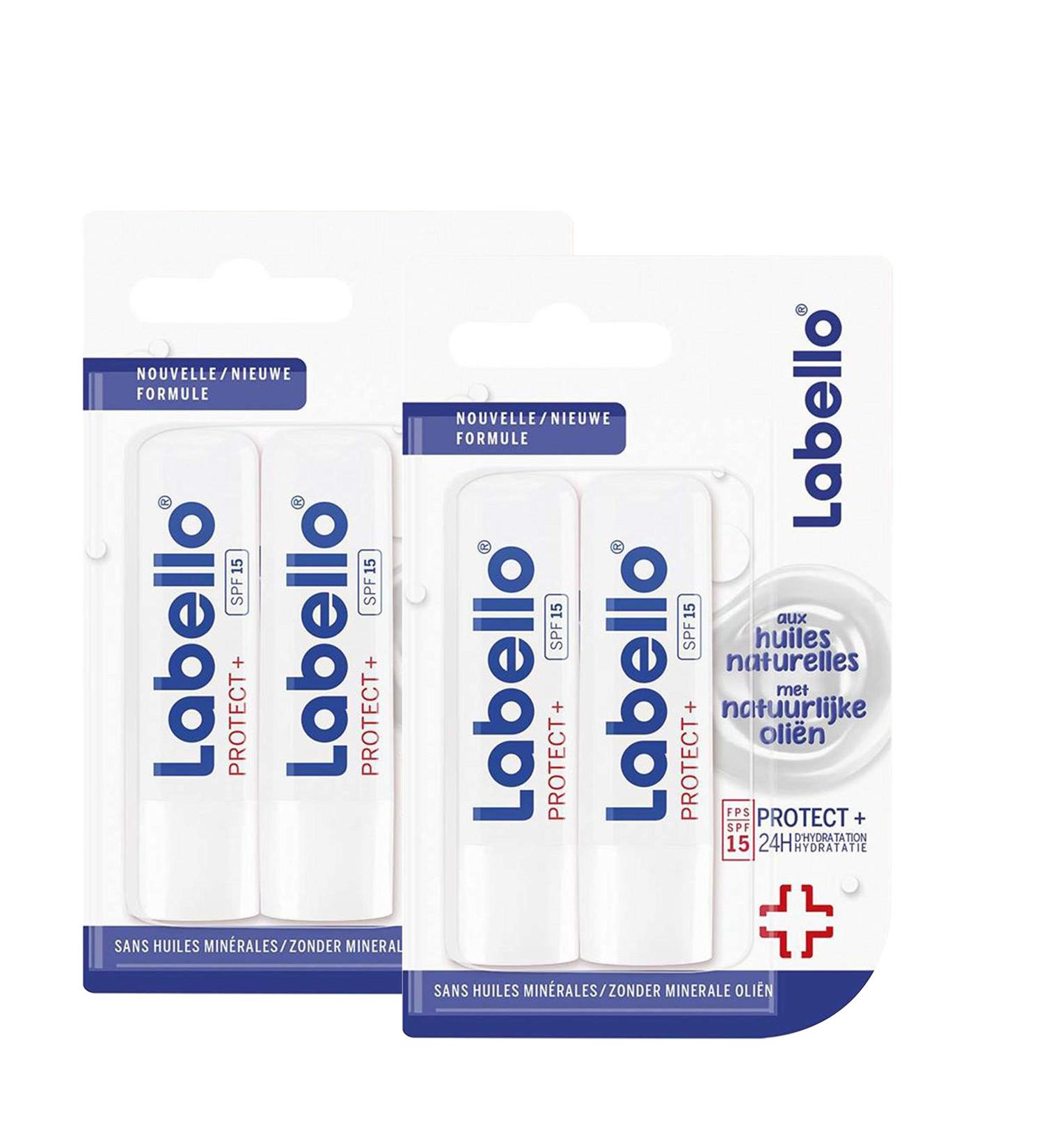 NIVEA Labello Protect Lip balm enriched with natural oils and SPF 15 sun protection Lip care Long-lasting hydration for 24 hours - Buy Online on GoSupps.com