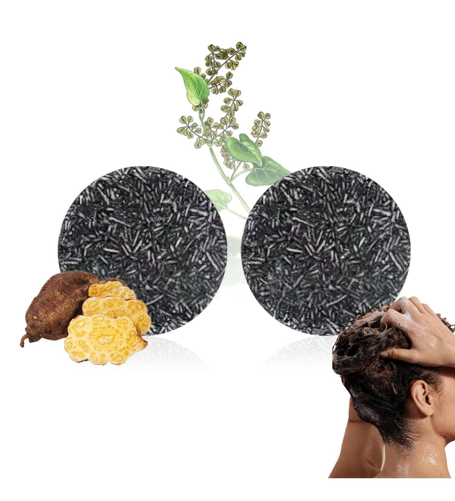 2 Pcs Black Hair Shampoo Bar Soap Hydrating Gray Hair Coverage & Deep Cleaning for Men & Women - Buy Online on GoSupps.com