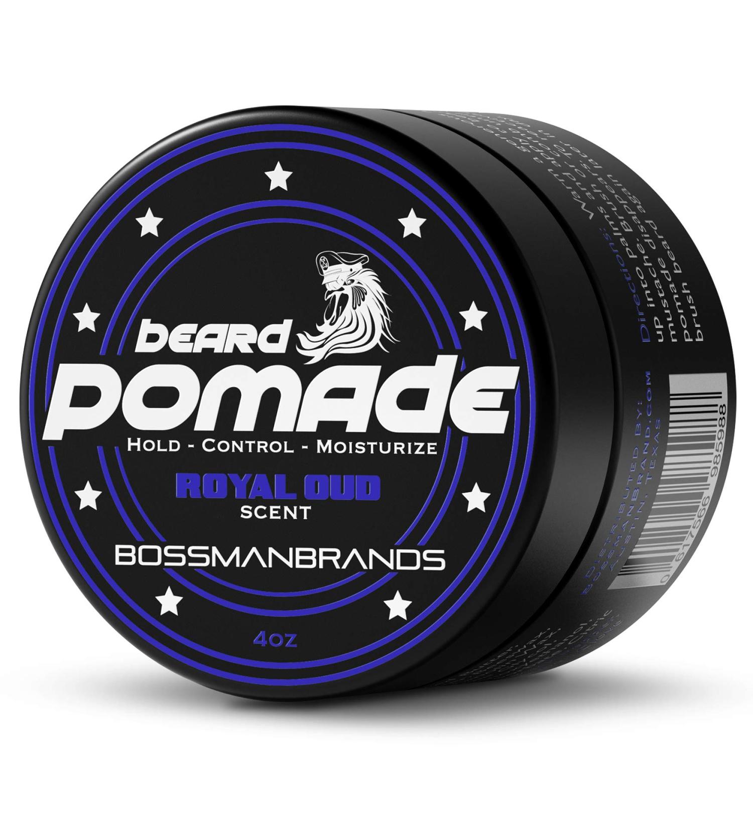Bossman Hair & Beard Pomade - Moisturizing Styling Product for Men - Long-lasting Hold with Royal Oud Scent - Made in USA - Buy Online on GoSupps.com