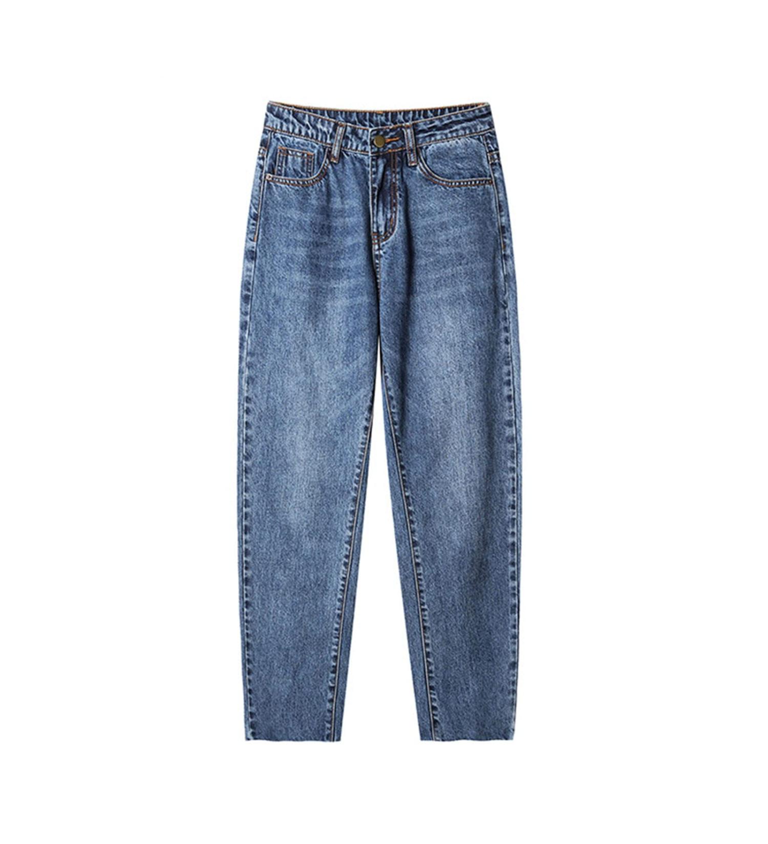 Soluo Womens High Waist Cropped Straight Jeans Relaxed Fit Wide Leg Crop Length Jean Distressed Washed Boyfriend Denim Pants Blue X-Large - Buy Online on GoSupps.com