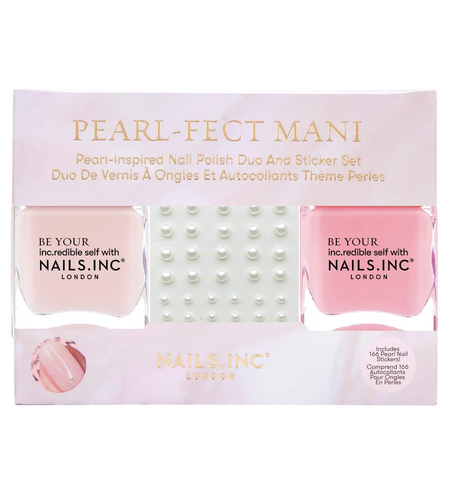 Nails Inc Pearl-Fect Mani Duo 28ml Pink Nail Polish with Stickers - Buy Online on GoSupps.com