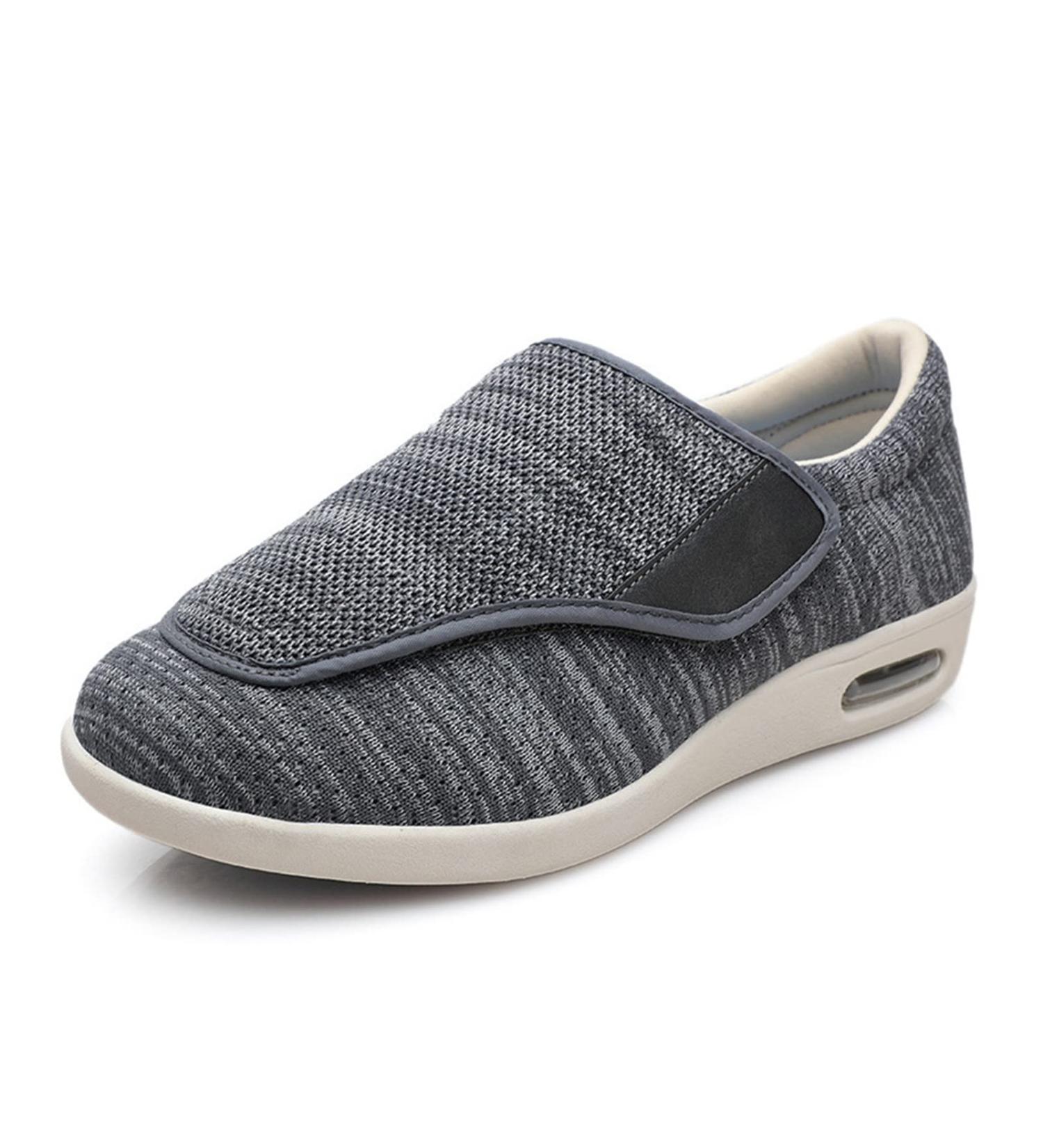 Extra Wide Diabetic Slippers for Men with Adjustable Closure - Dark Grey, Size 12 - Buy Online on GoSupps.com