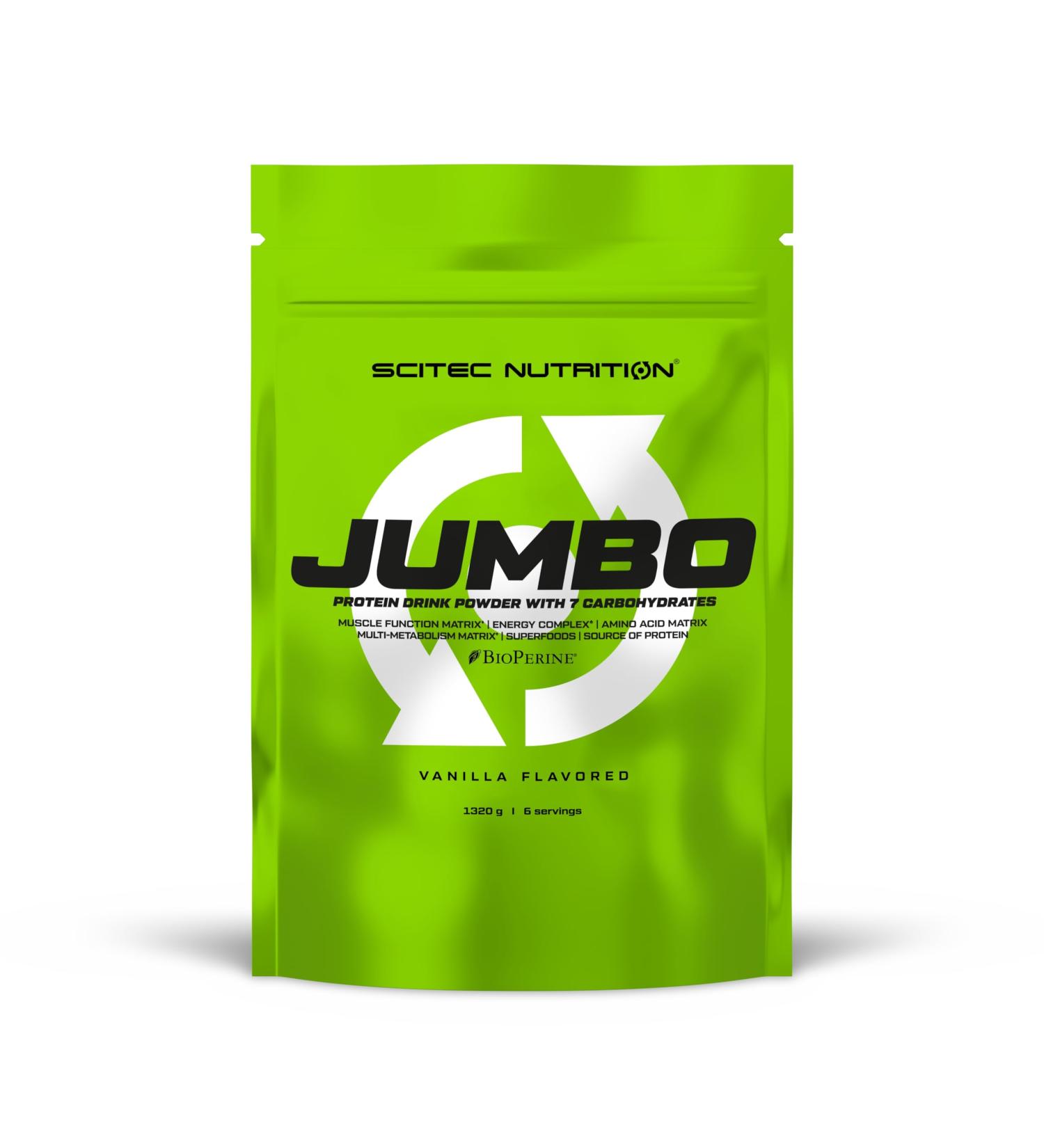Scitec Nutrition Jumbo High-Caloric Weight Gainer 1.32 kg - Multi-Component Protein Amino Acid Matrix & Superfood Blend - Vanilla Flavor - Optimal Muscle Growth - Buy Online on GoSupps.com