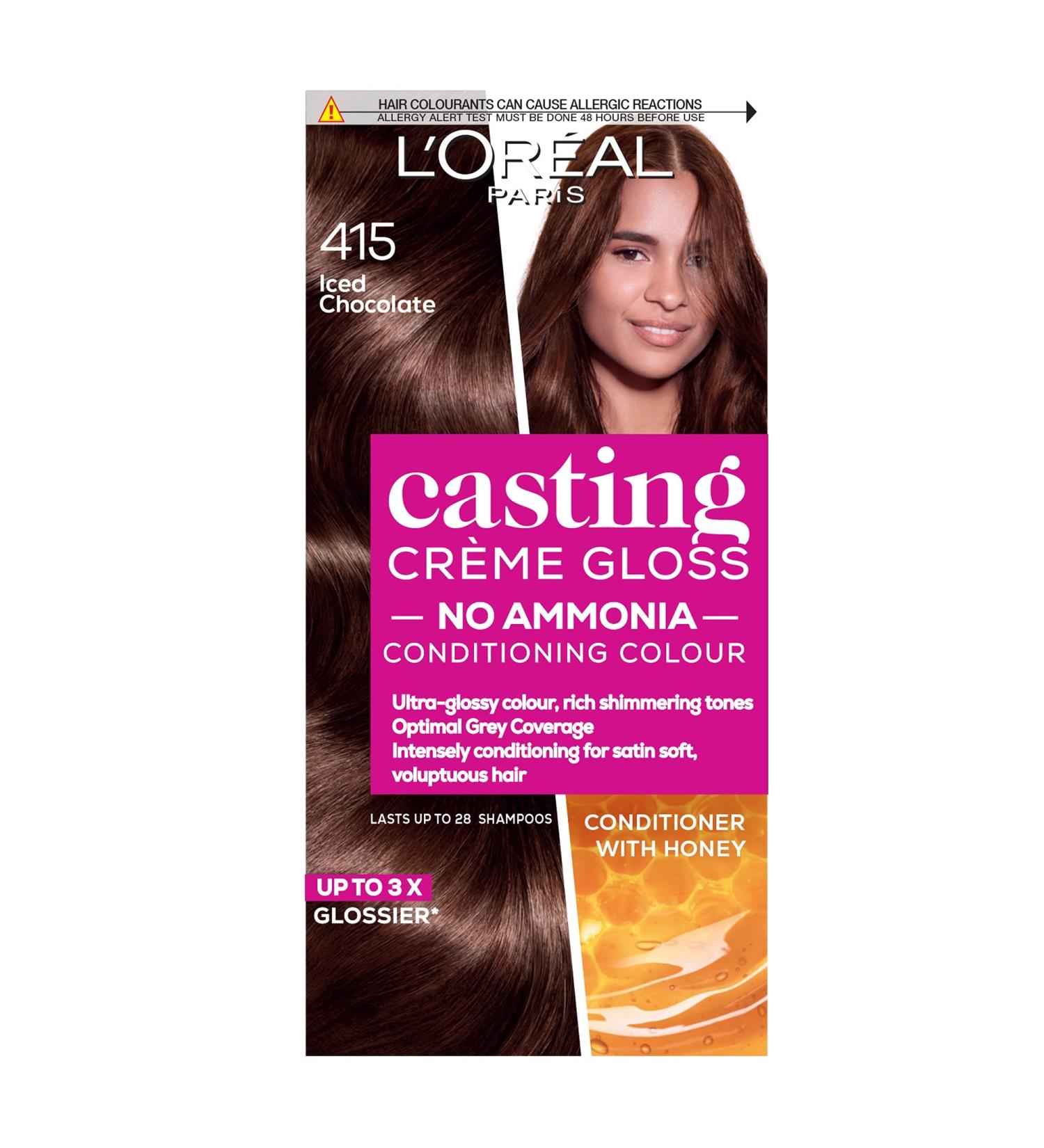 L'Or al Paris Casting Cr me Gloss Ammonia-Free Hair Dye 415 Iced Brown - Glossy Finish, Honey-Infused Conditioner - 1 Pack - Buy Online on GoSupps.com