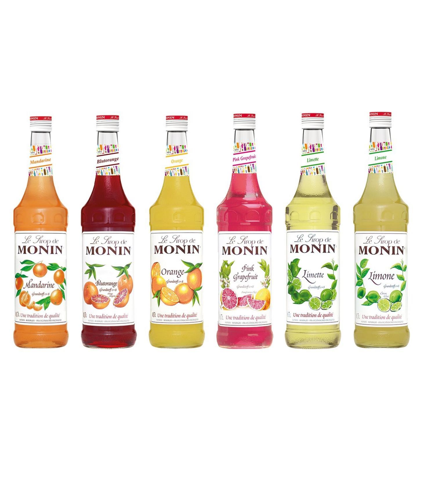  MONIN Monin 6 x 0.7 Litre Citrus Bottles: Blood Orange Pink Grapefruit Lime Lime Orange Tangerine) - Buy Online on GoSupps.com