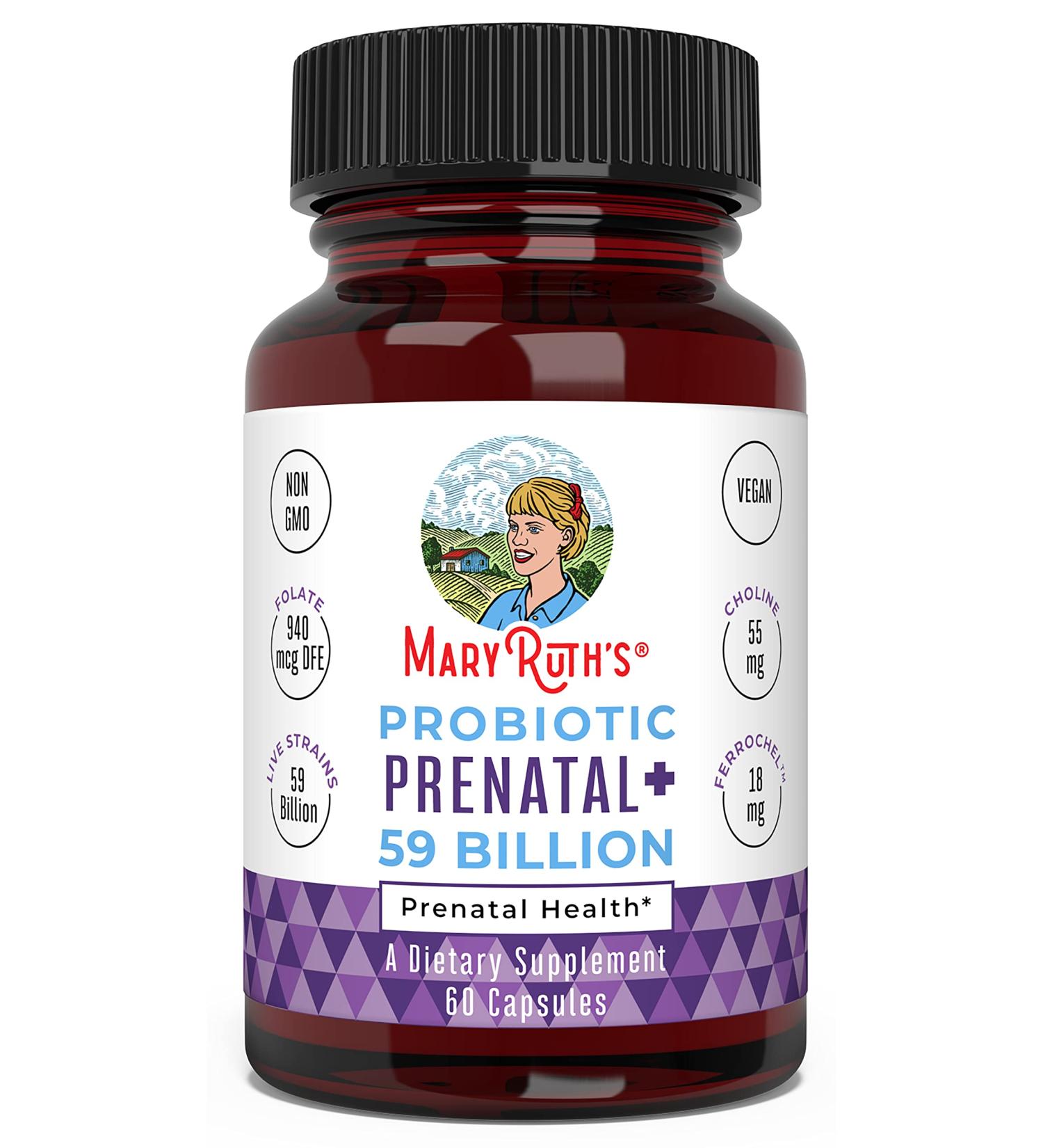 MaryRuth Vegan Prenatal Probiotic - 59 Billion CFU - Pregnancy Probiotics with Iron, Methylfolate, Vitamins & Minerals - 60 Count - Buy Online on GoSupps.com