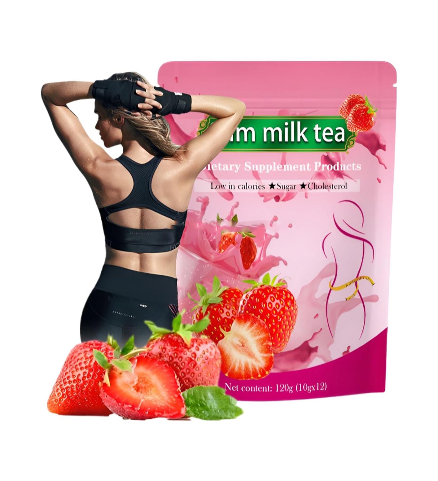 Th Au Lait Minceur La Fraise - Boisson Naturelle For La Gestion Du Poids Et La R duction De La Graisse Abdominale(1PC) - Buy Online on GoSupps.com