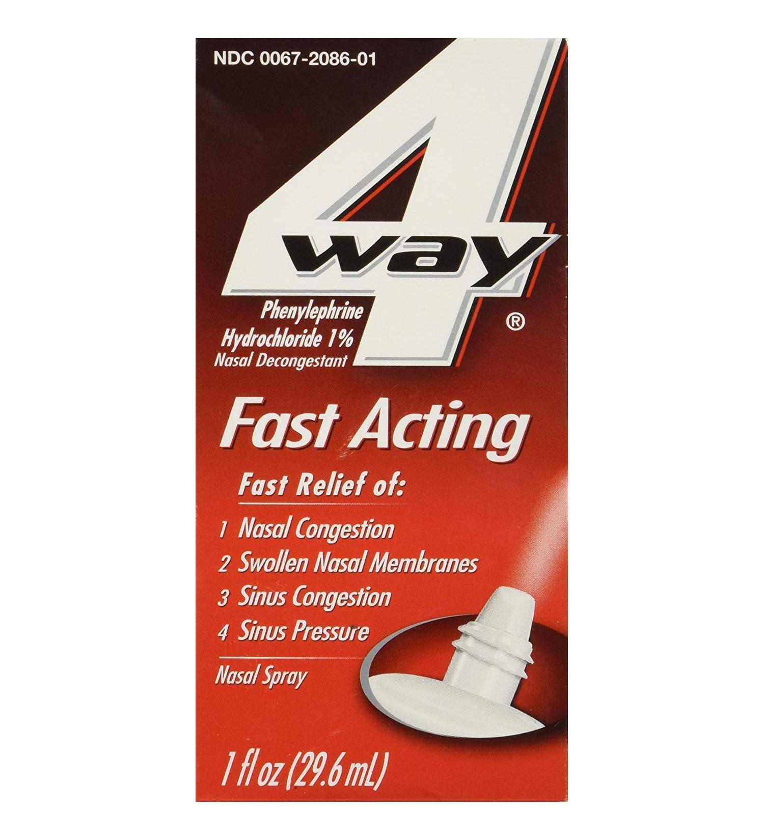 4 Way Fast Acting Nasal Spray - 1 oz, Pack of 6 1 Fl Oz (Pack of 6)