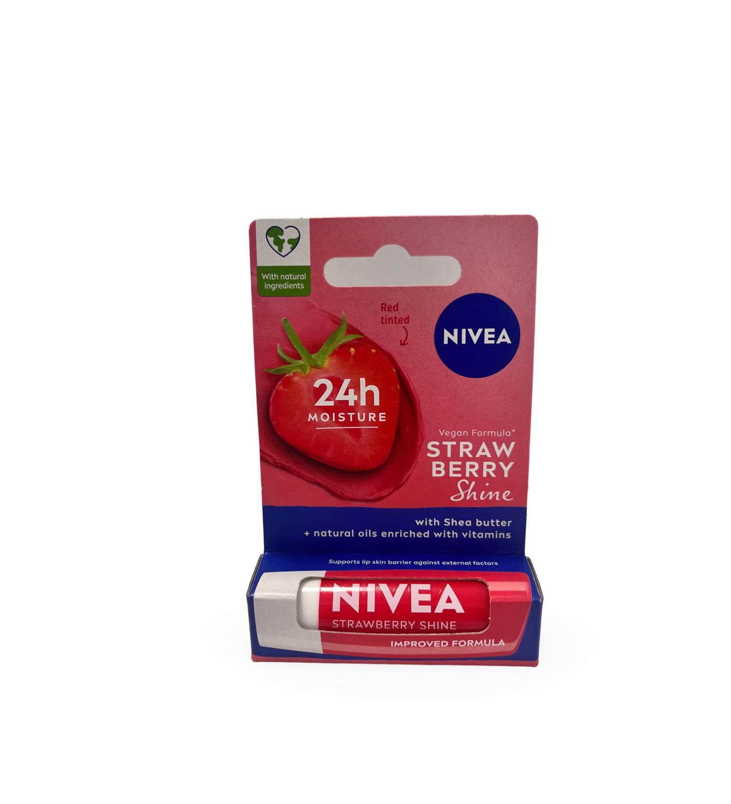 Beiersdorf Nivea Strawberry Shine Moisturizing lipstick with shea butter nourishing oils and vitamins 48 g - Buy Online on GoSupps.com