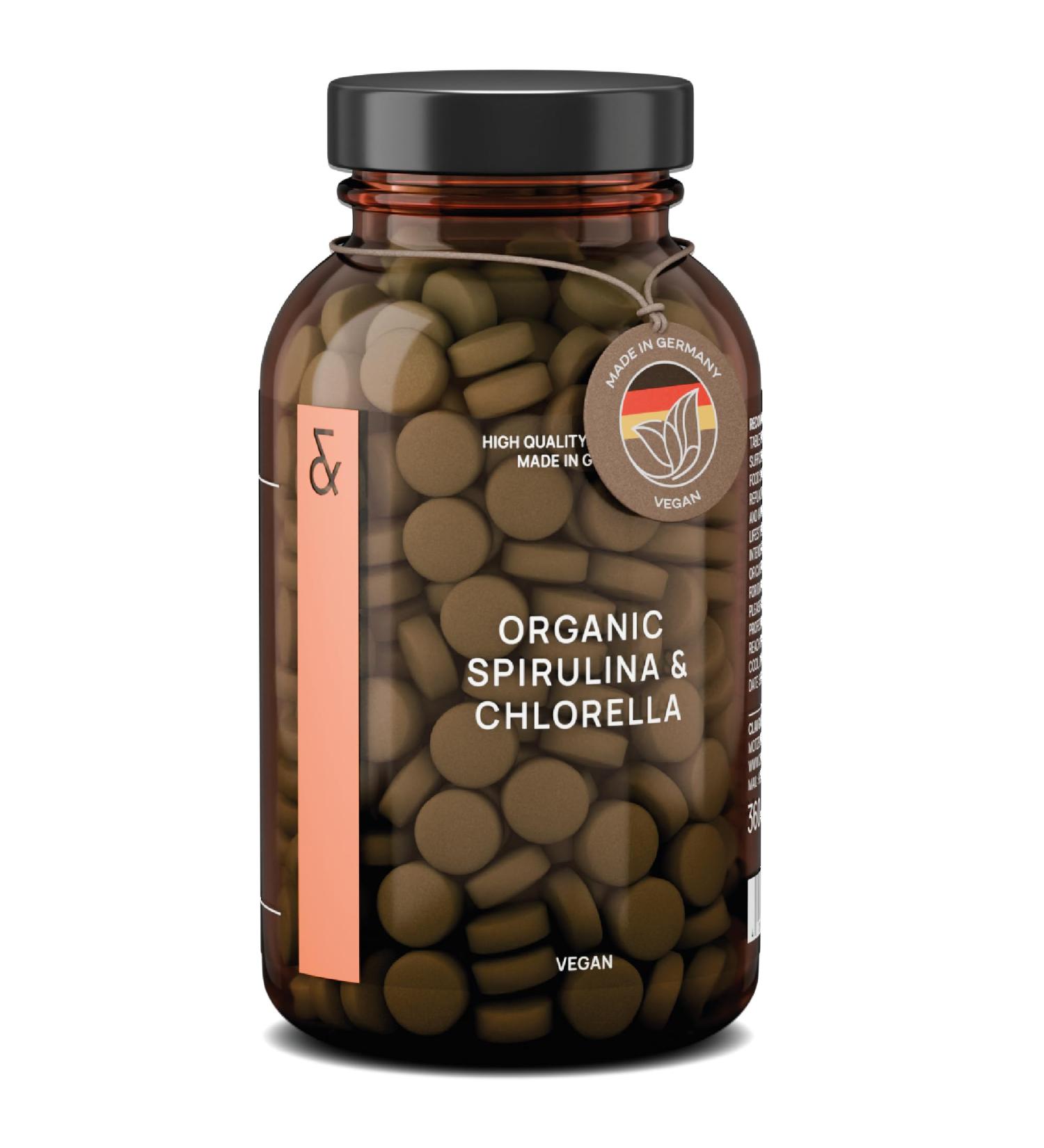 Spirulina Chlorella BIO - 360 tablets of 500mg - High Quality - Rich in Proteins Minerals & Antioxidants - High Dosed No Additives & Vegan - Buy Online on GoSupps.com