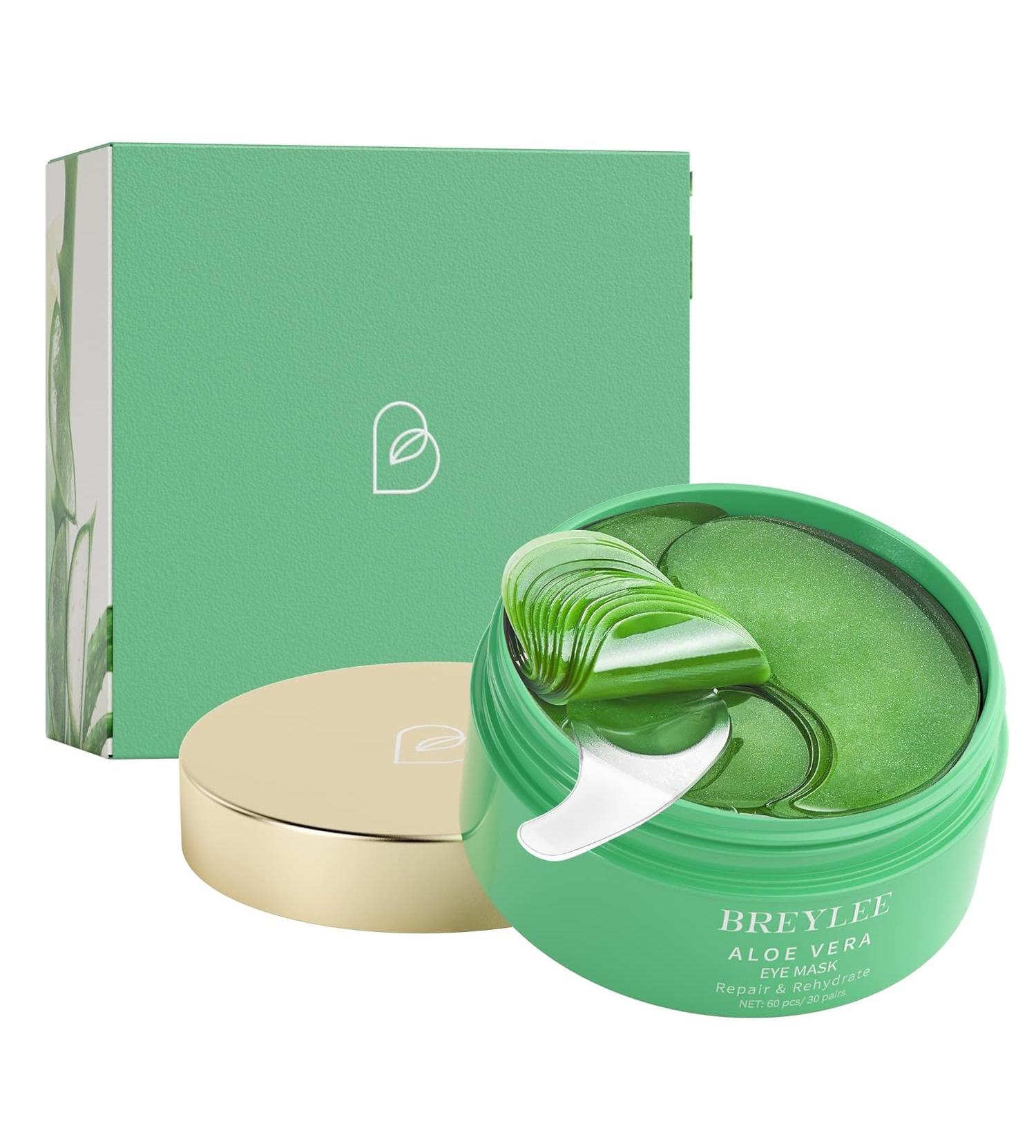 Buy BREYLEE Aloe Vera Eye Masks - 60 Pcs Hydrating & Calming Under Eye Patches for Puffy Eyes | Plant-Based Ingredients for Firm Skin - Buy Online on GoSupps.com