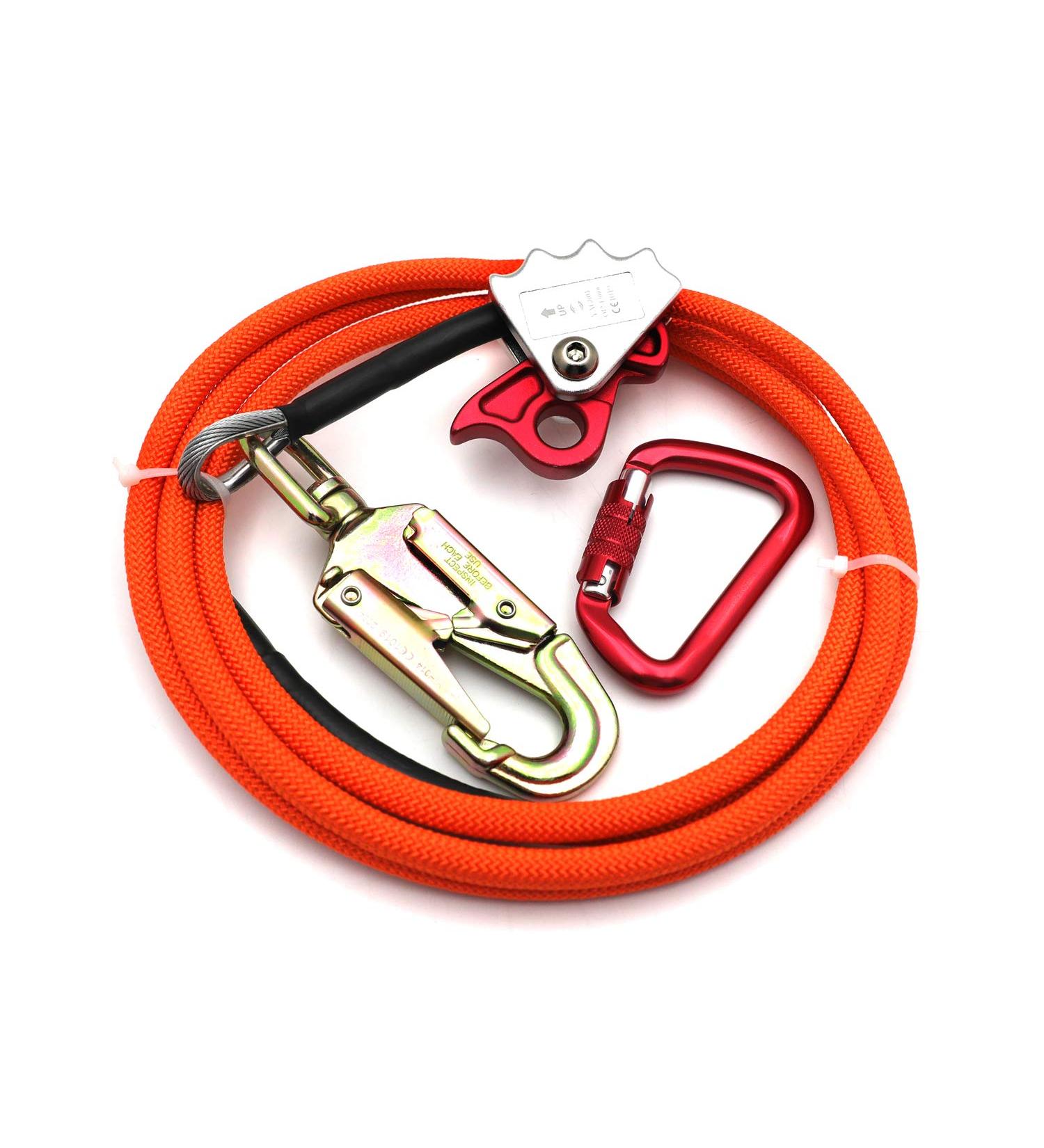 SMT 1/2 X 8' Steel Wire Core Triple Lock Lanyard Kit - Orange Arborist Flip line Swivel Snap - P/N ET-OUTDOOR003-RAW - Buy Online on GoSupps.com