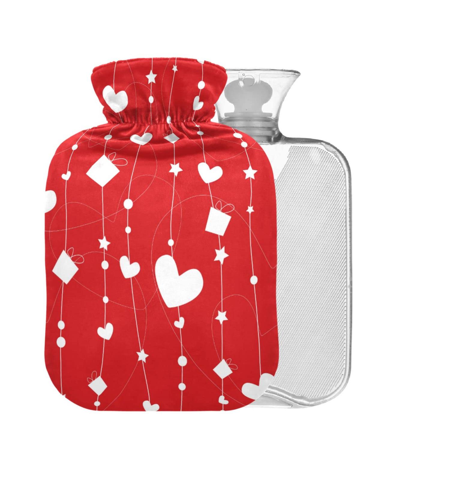 Valentine's Day Heart BAP Free Hot Water Bottle 2L - Large Pain Relief Bag with Cover for Bed & Comfort - Buy Online on GoSupps.com