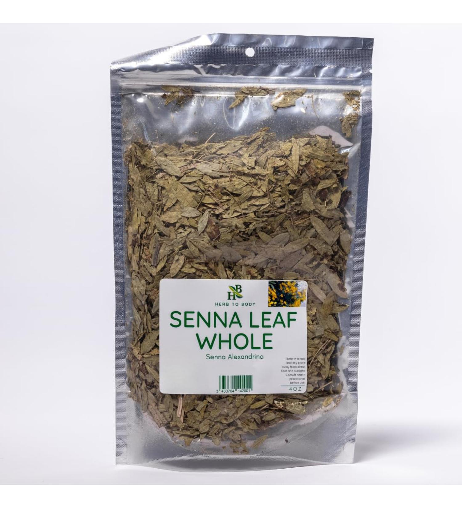 Herb To Body Senna Leaf Whole 4 oz Wildcrafted Dried Leaves for Senna Tea Herbal Laxative for Natural Elimination & Gut Wellness Uses