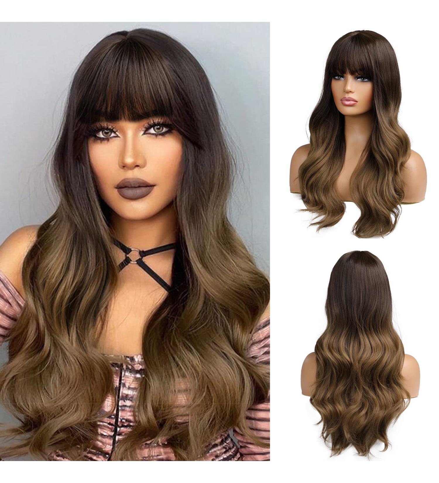 Oefei Ombre Brown Wig with Ponytail - Heat-Resistant Synthetic Hair for Women | Natural Look for Daily Party & Cosplay Wear - Buy Online on GoSupps.com