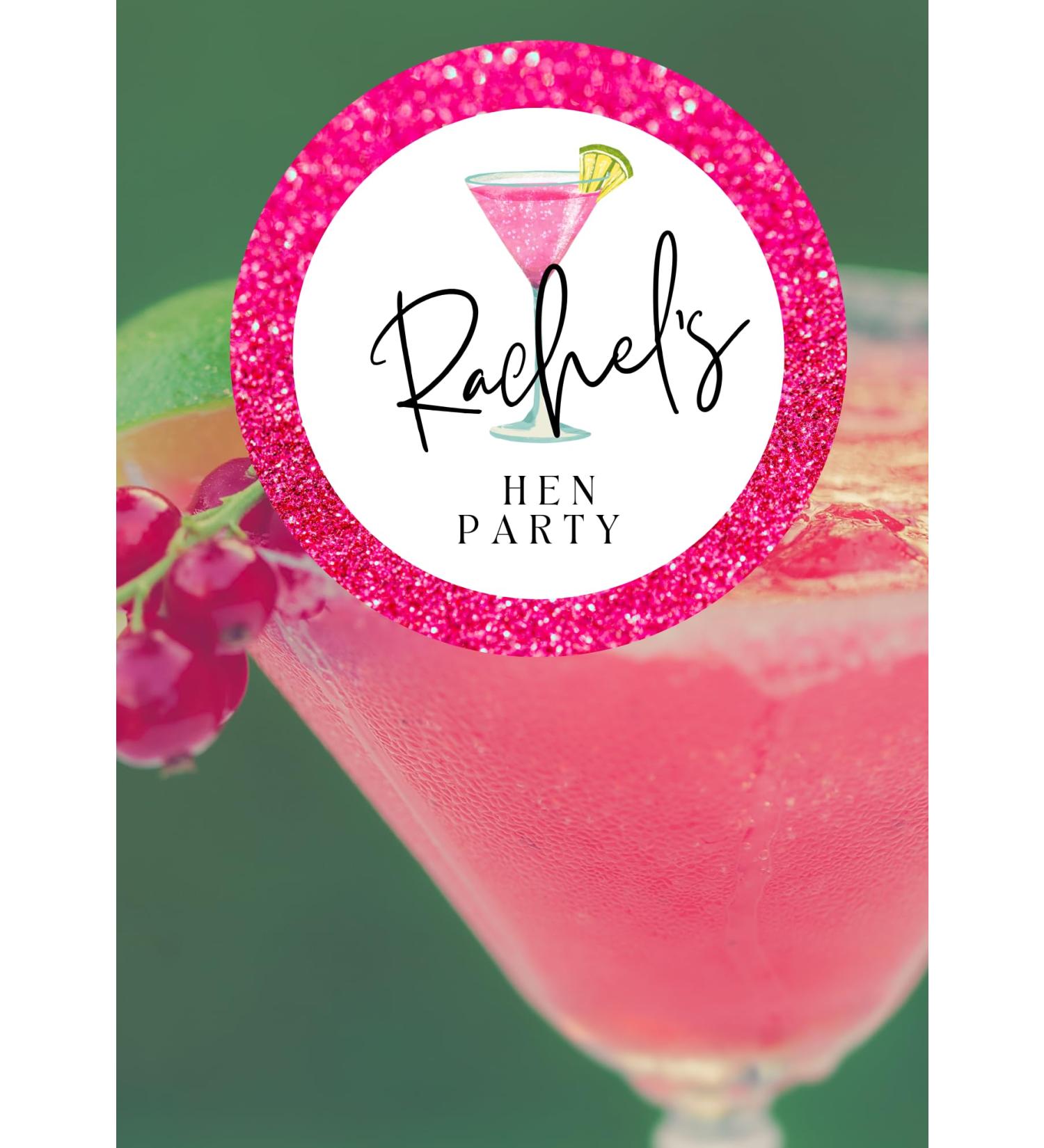 12 x custom personalised edible HEN PARTY cocktail drink toppers uncut (Pink) - Buy Online on GoSupps.com