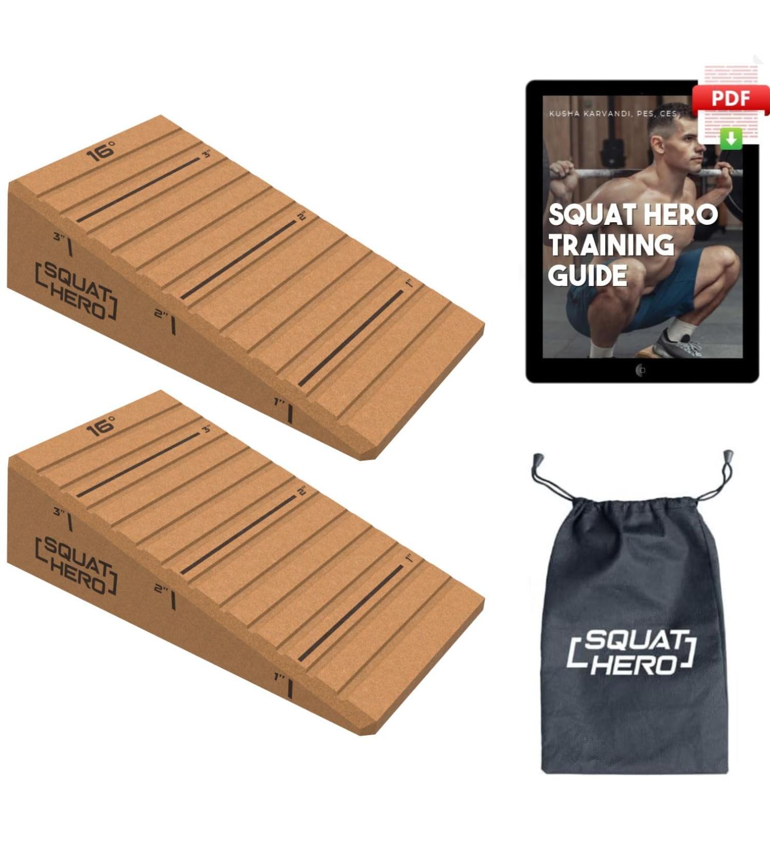 Buy Squat Hero Pro Wedge Blocks - Non-Slip Full-Foot Kork Gene for Optimal Squat Training | Perfect for Knees Over Toes | Set of 2 - Buy Online on GoSupps.com