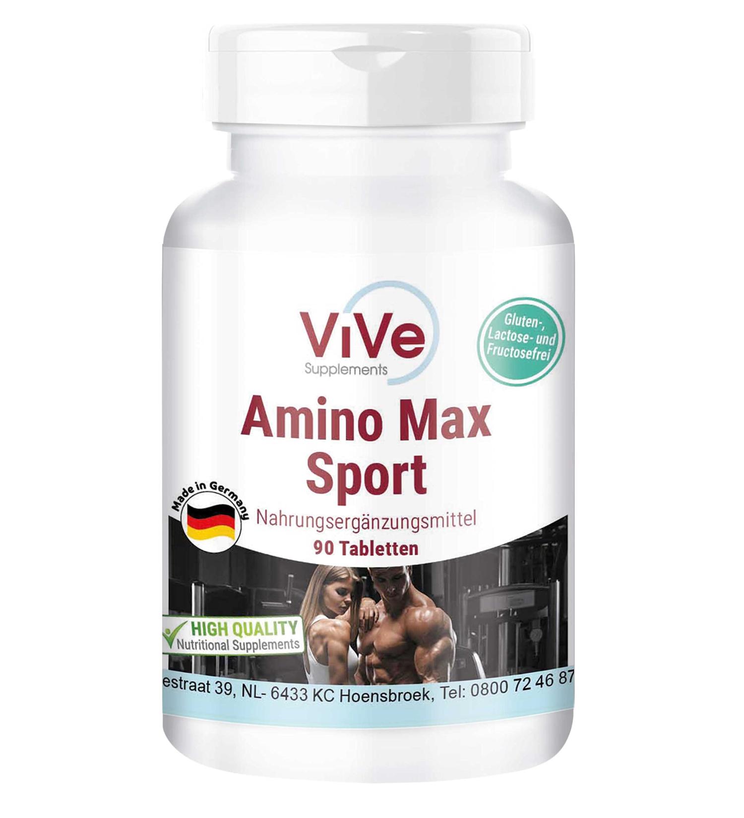 Amino Max Sport - 90 Tablets - 13 Essential Amino Acids - High Dose - Quality from Germany | Vive Supplements - Buy Now! - Buy Online on GoSupps.com